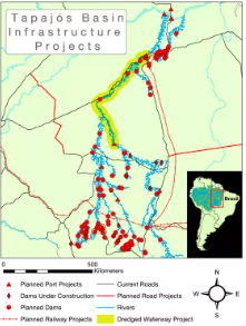 A complex of dams, roads and commercial waterways could turn the remote Tapajos River basin into a South American trading hub in the heart of the Amazon rainforest. Michael P. Waylen/University of Florida , CC BY-SA