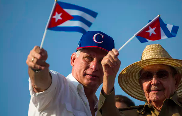 Cuban President Miguel Diaz-Canel with former President Raúl Castro, brother of Fidel Castro. AP Photo/Desmond Boylan