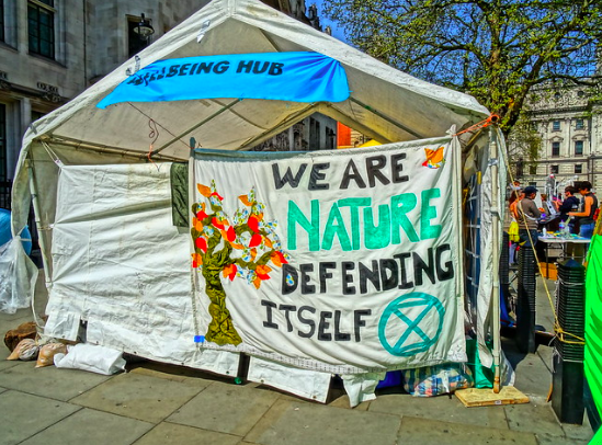 Tent set up in Parliament Square. DAVID HOLT. CC BY 2.0