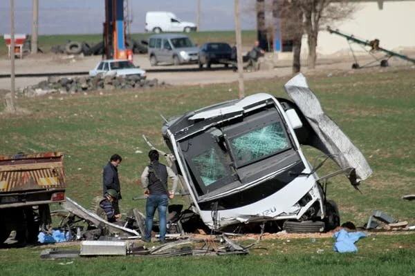 Aftermath of a bomb attacking a military convoy in Diyarbakir, Turkey. EPA