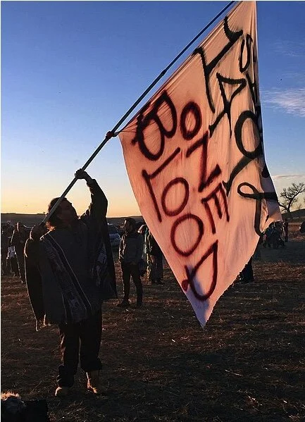 Flag at a protest for the construction of the Dakota Access Pipeline. Becker1999. CC-BY-2.0.