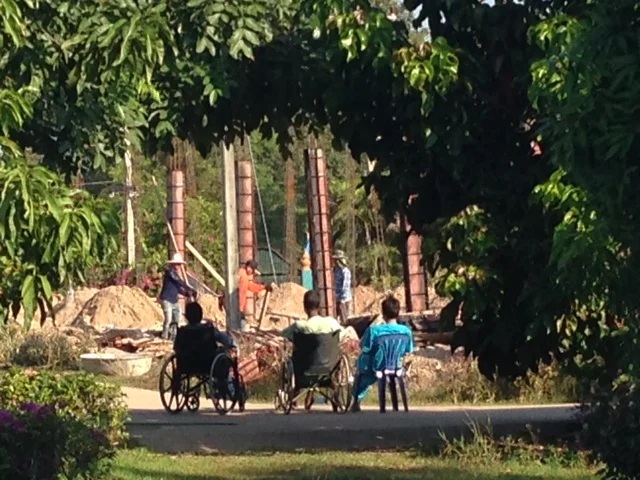 View from our home. Three patients watching the "show."