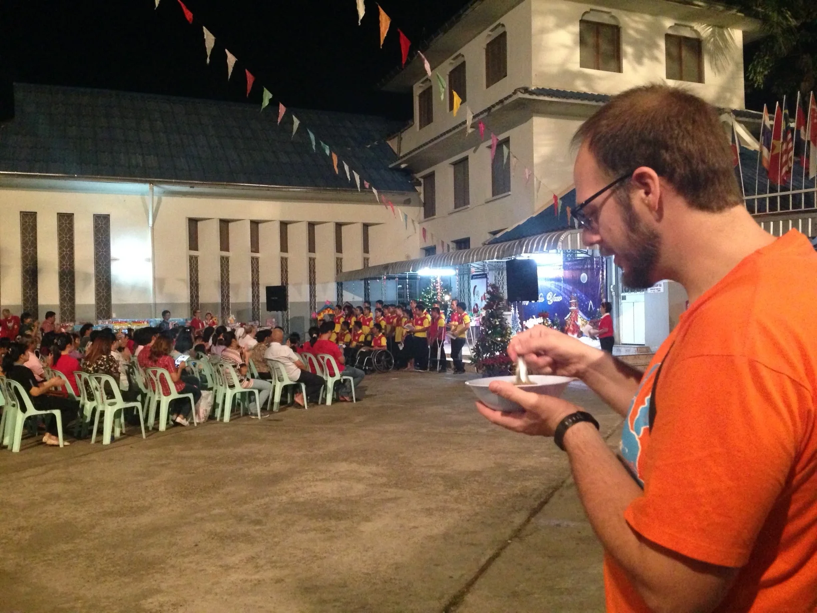 Christmas Eve celebrations at local Catholic church - with many presentations and plenty of food beforehand outside!