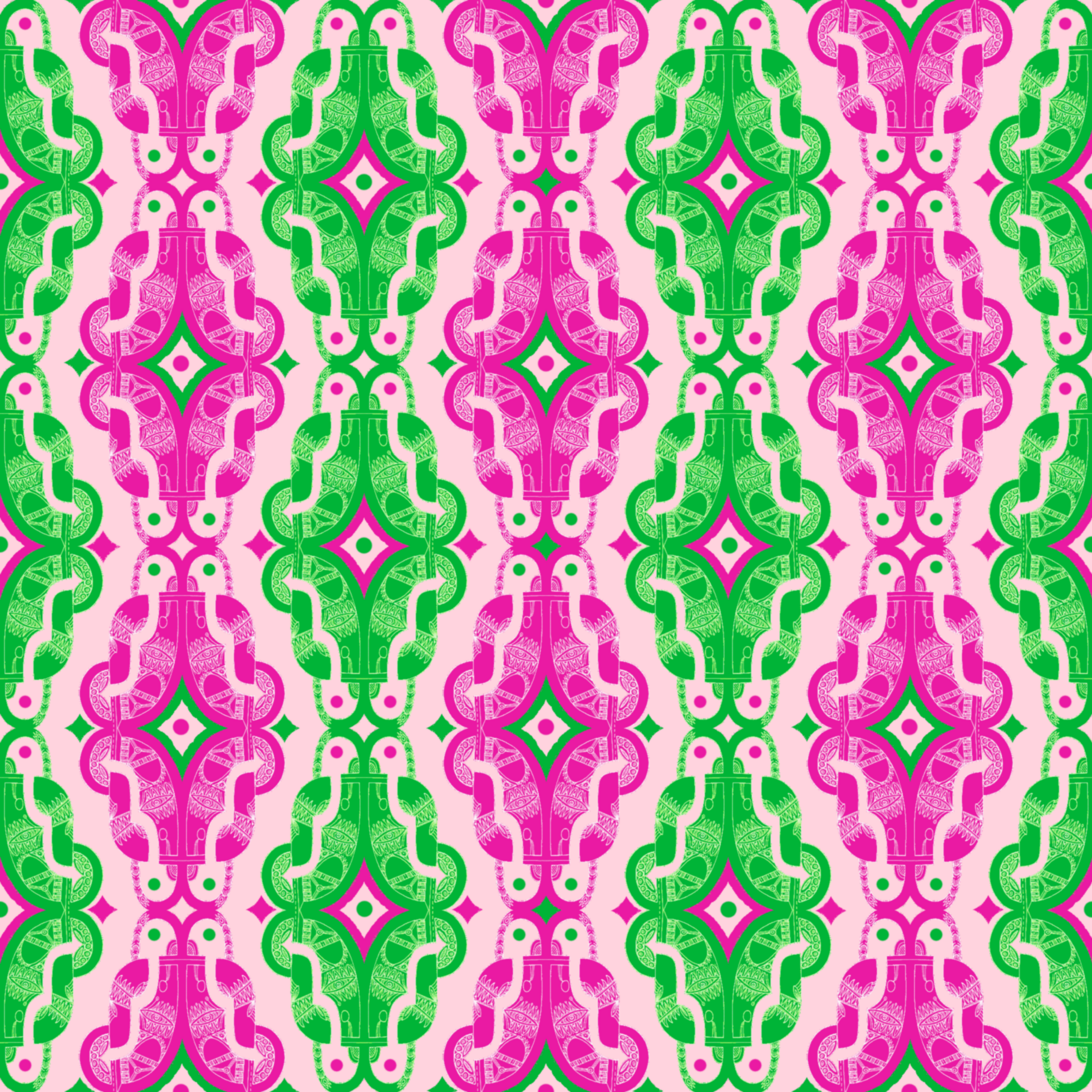 Grandma’s Makeup. Digital and hand-drawn pattern