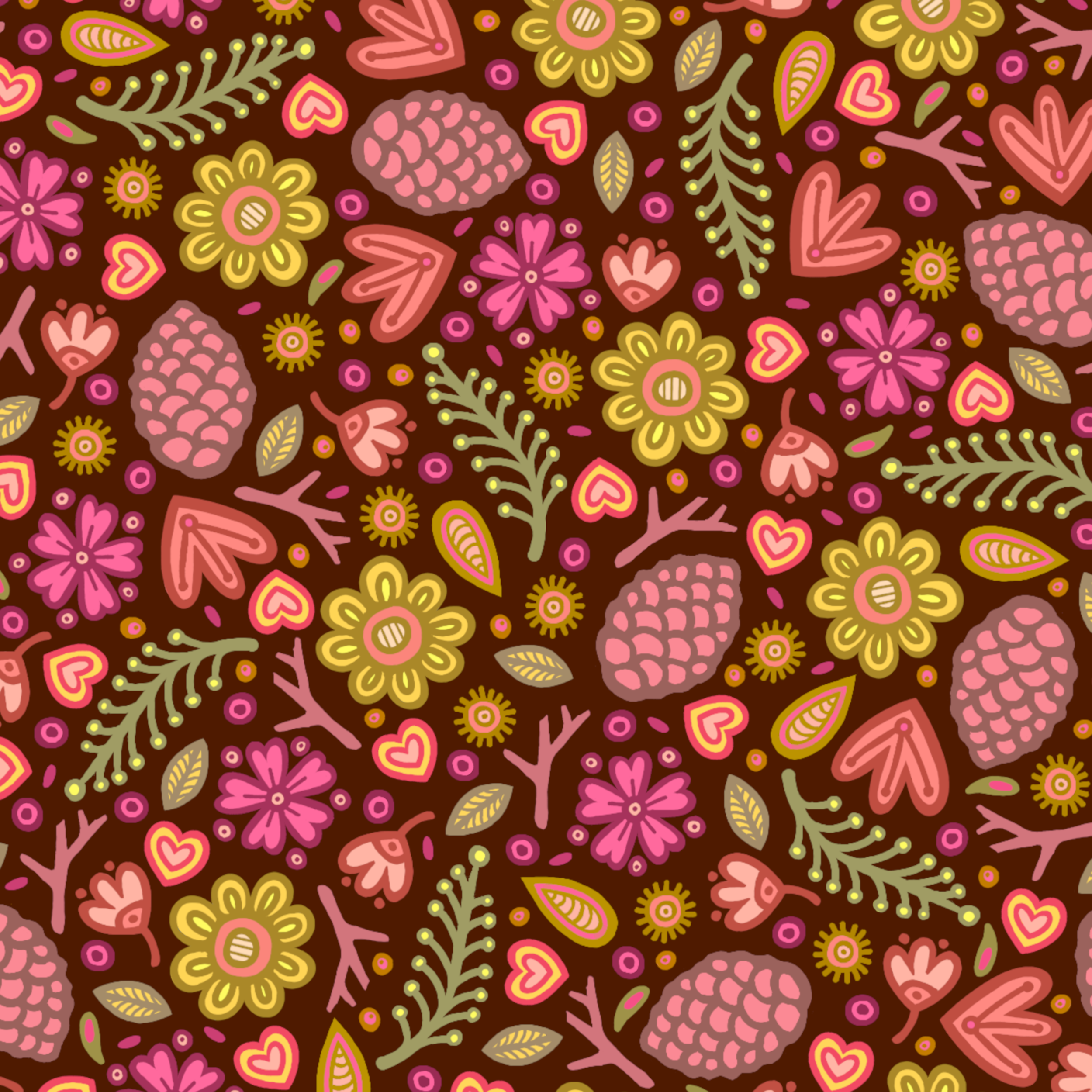     Forest Floor Flowers.   Digital pattern  