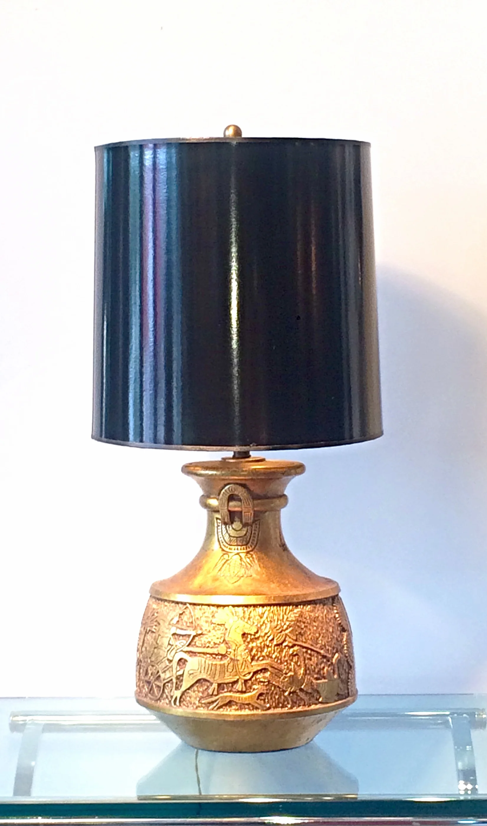 SOLD   Gilded plaster Egyptian style lamp