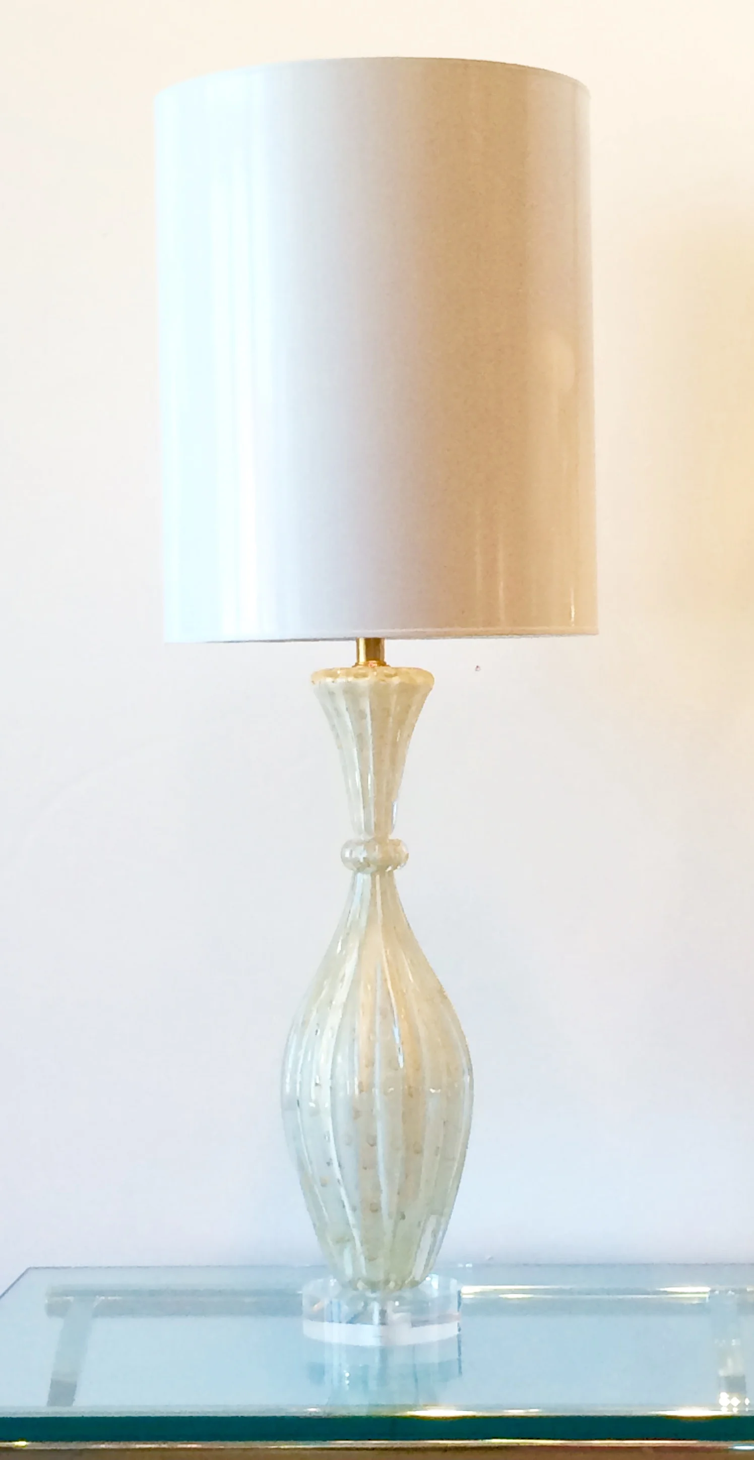 SOLD   Pair white Murano lamps