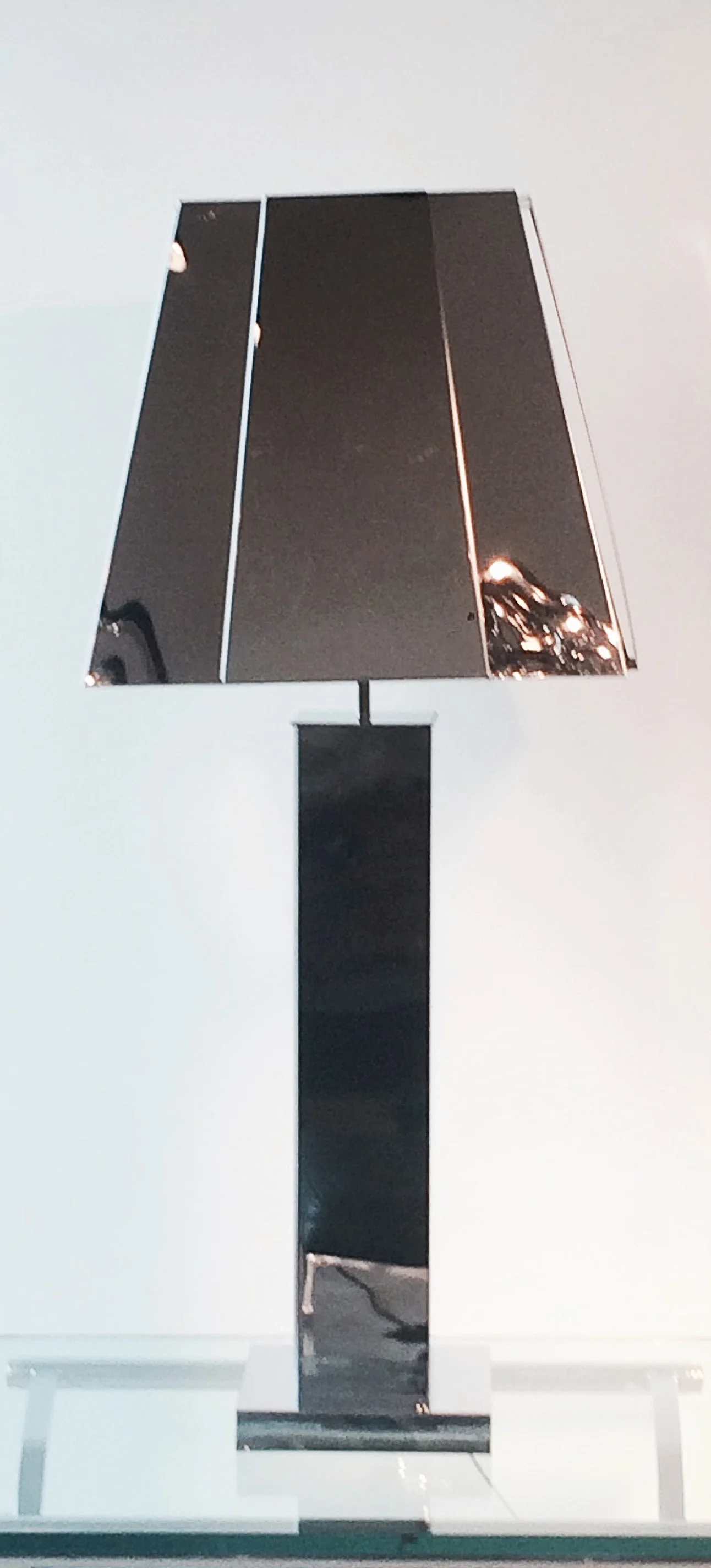 SOLD    Monumentally scaled chrome Curtis Jere lamp