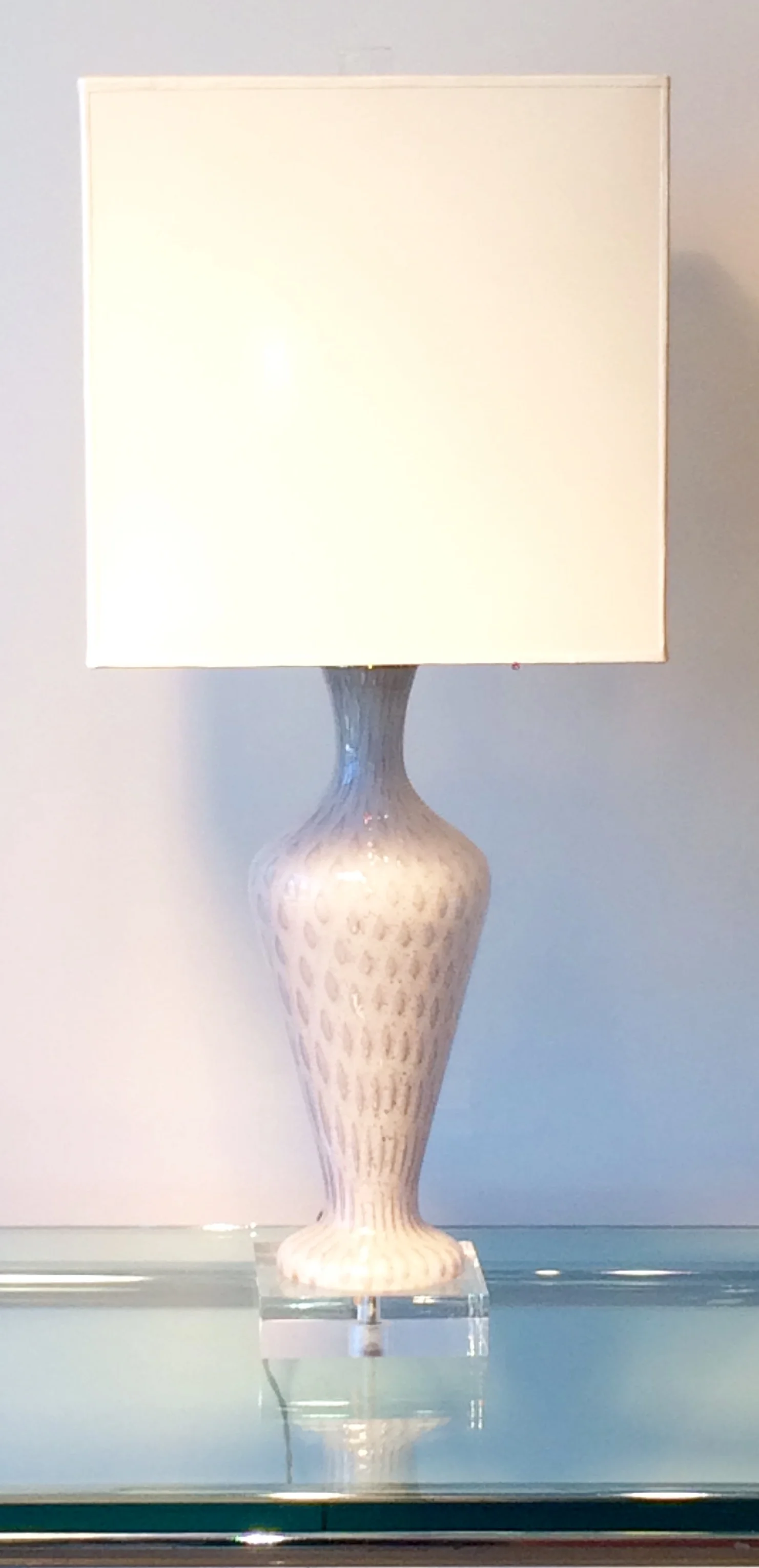 SOLD   pale lilac colour murano lamp