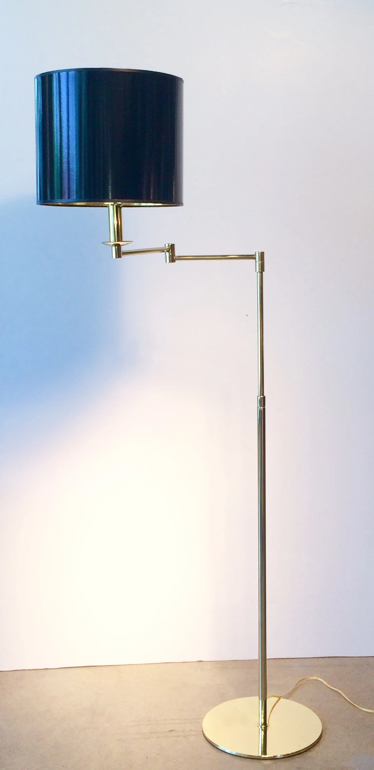 SOLD       Pair french brass swing arm floor lamps