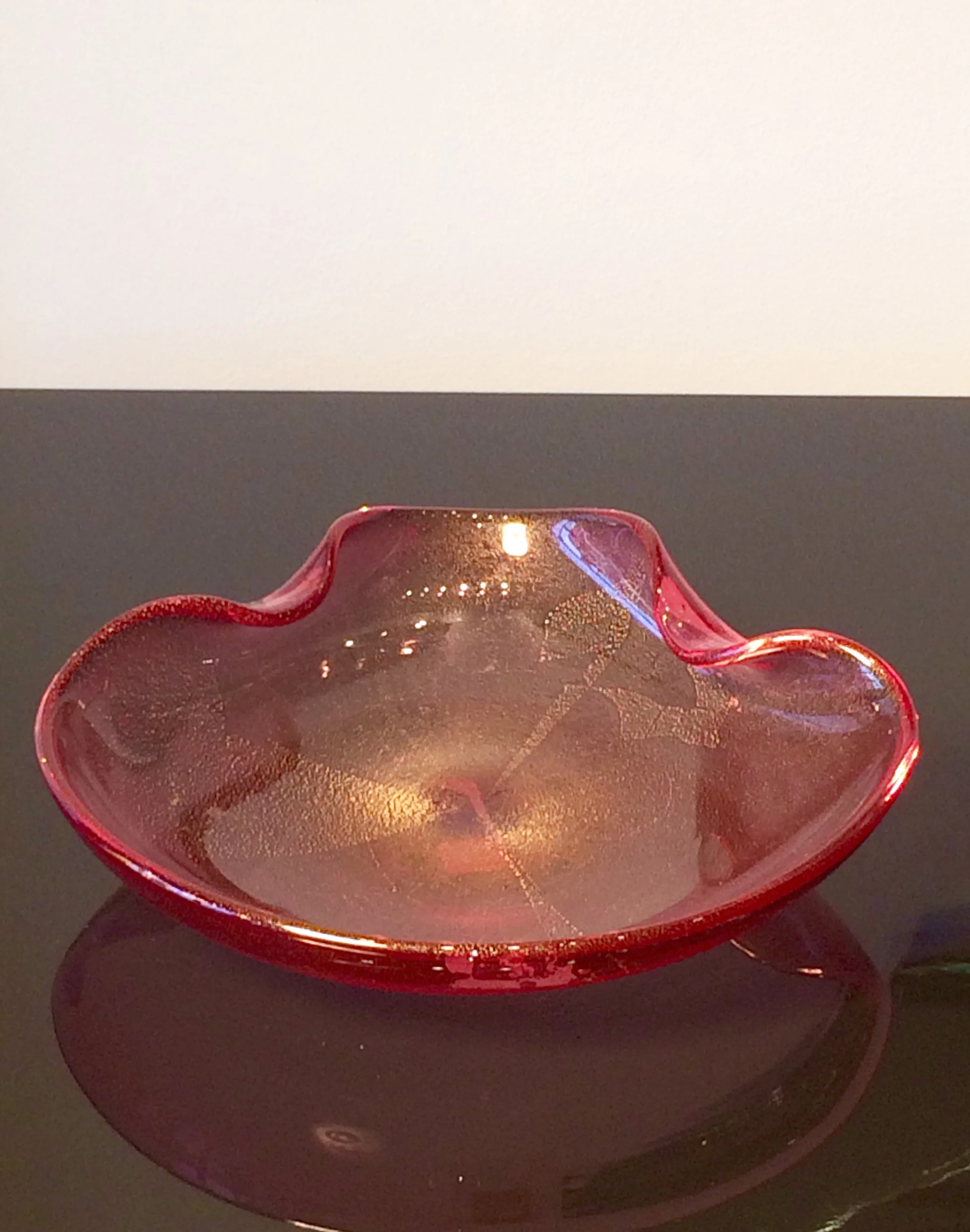 SOLD    Clear pink Murano bowl