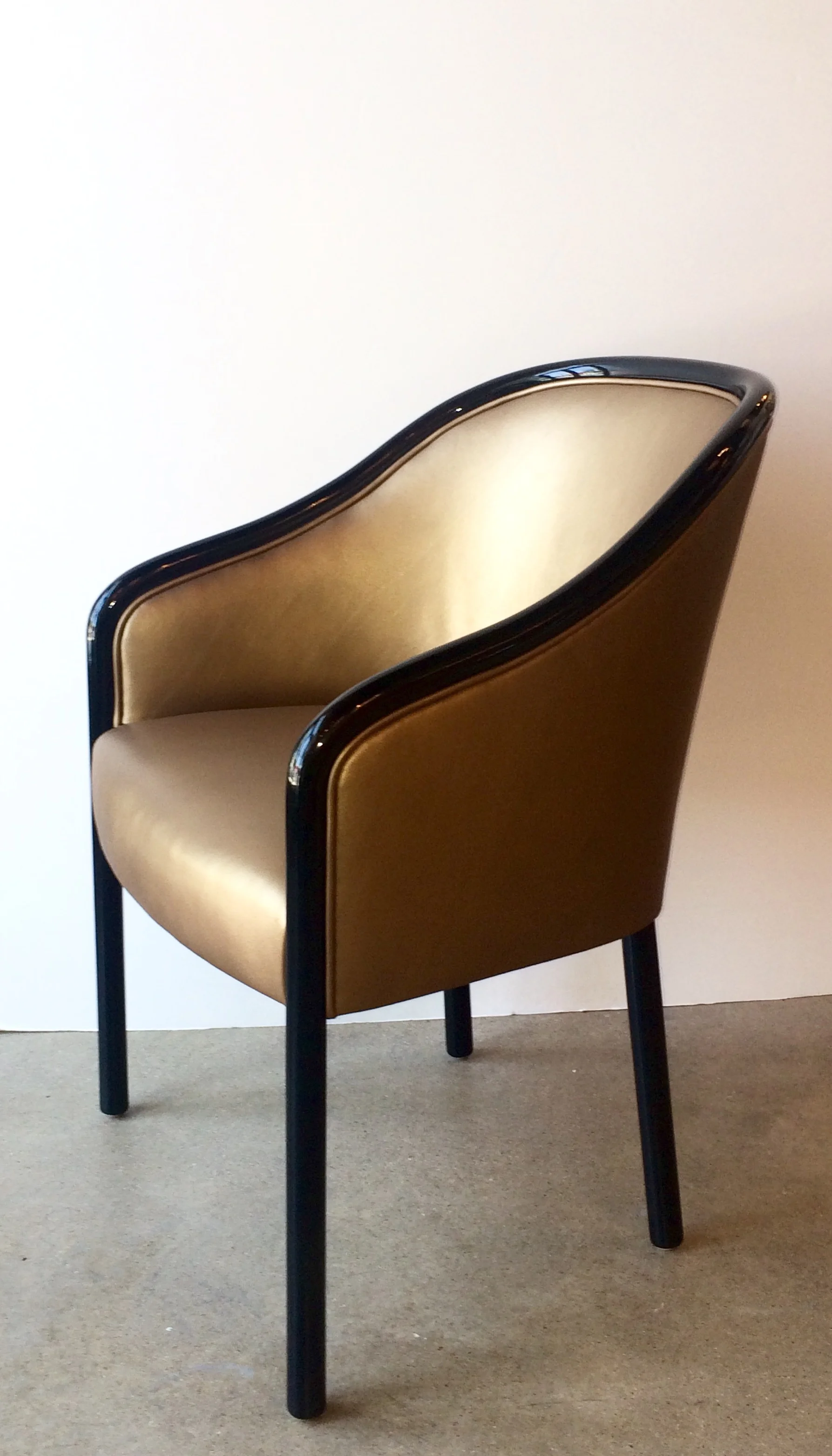 SOLD    Pair Ward Bennett round frame dining chairs