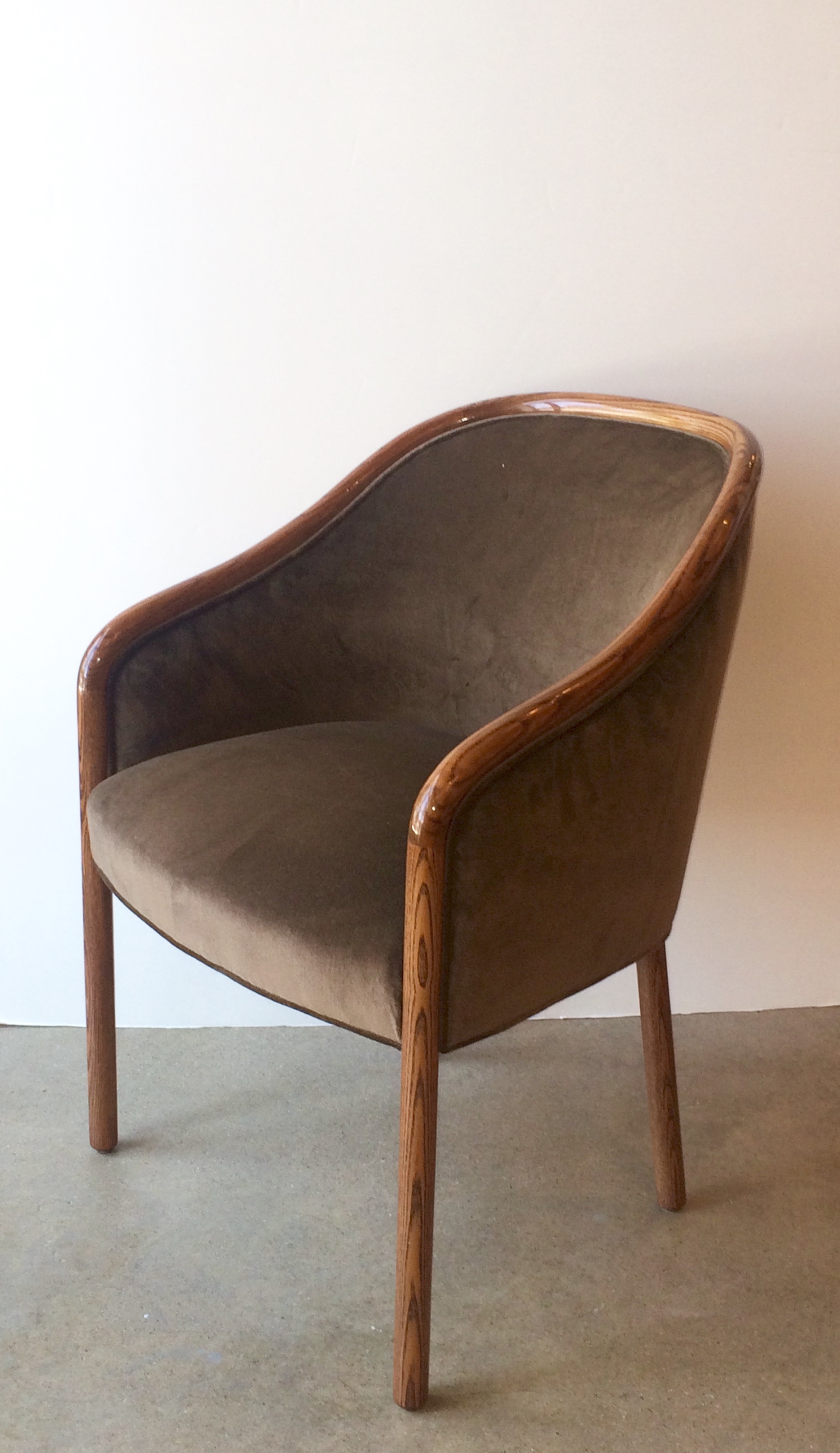 SOLD    Pair Ward Bennett round frame dining chairs