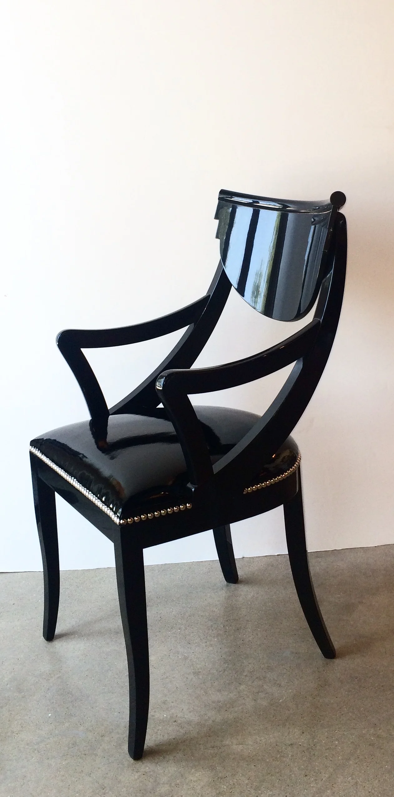 SOLD   113096 Pair Pietro Constantini armed dining chairs