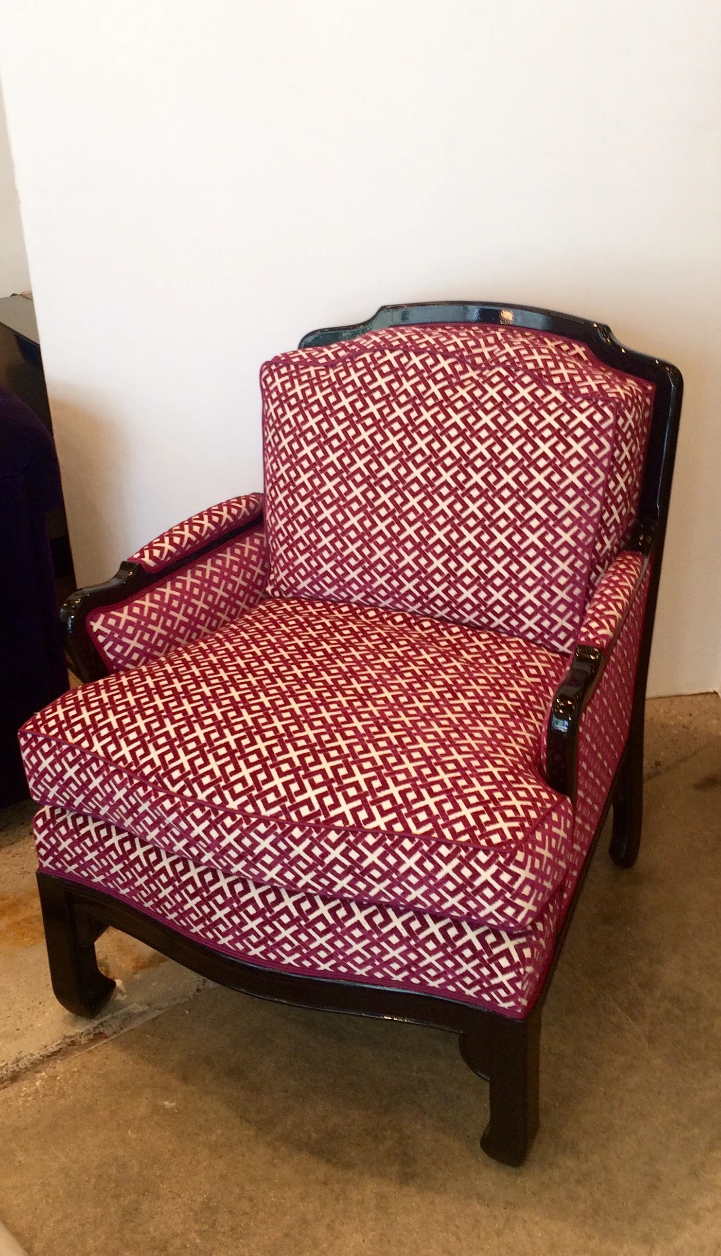 SOLD Chinese modern black lacquered Lounge chair