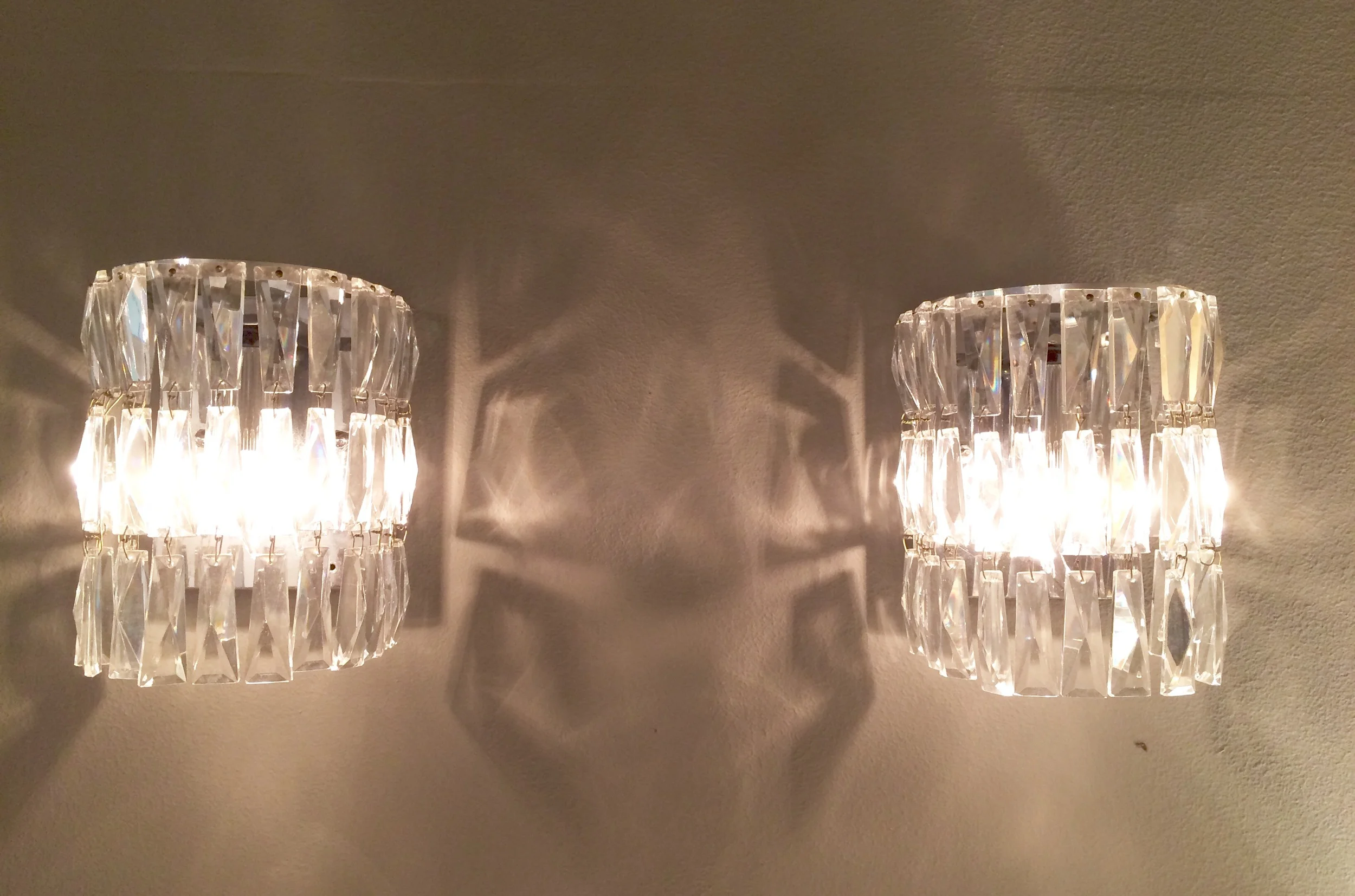 Pair Kinkeldey cut crystal sconces