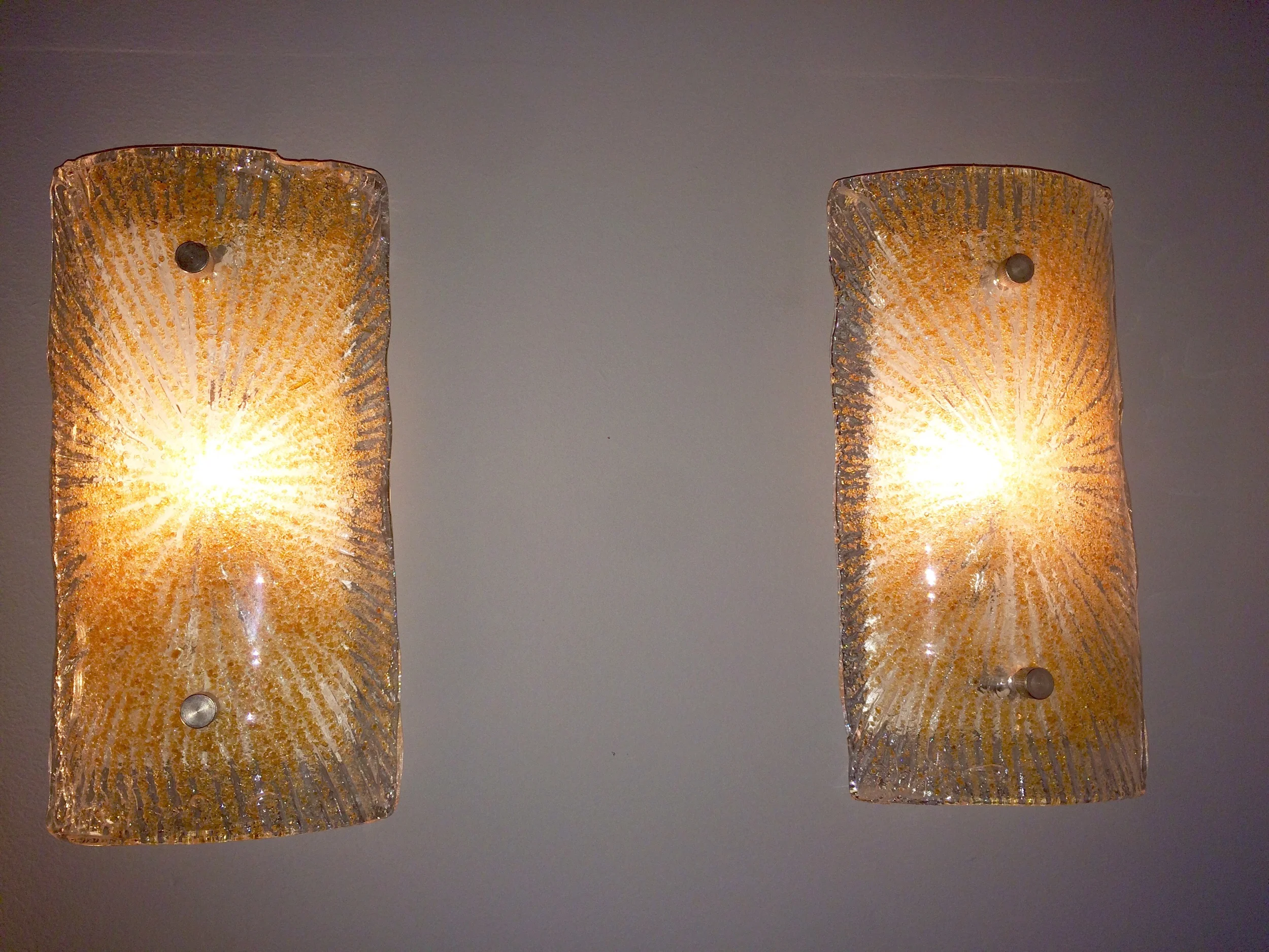 SOLD    pair Kalmar glass sconces