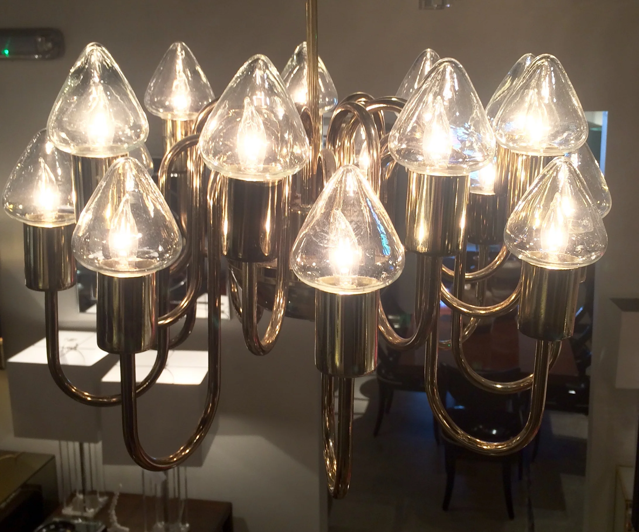SOLD Swedish style Brass Chandelier