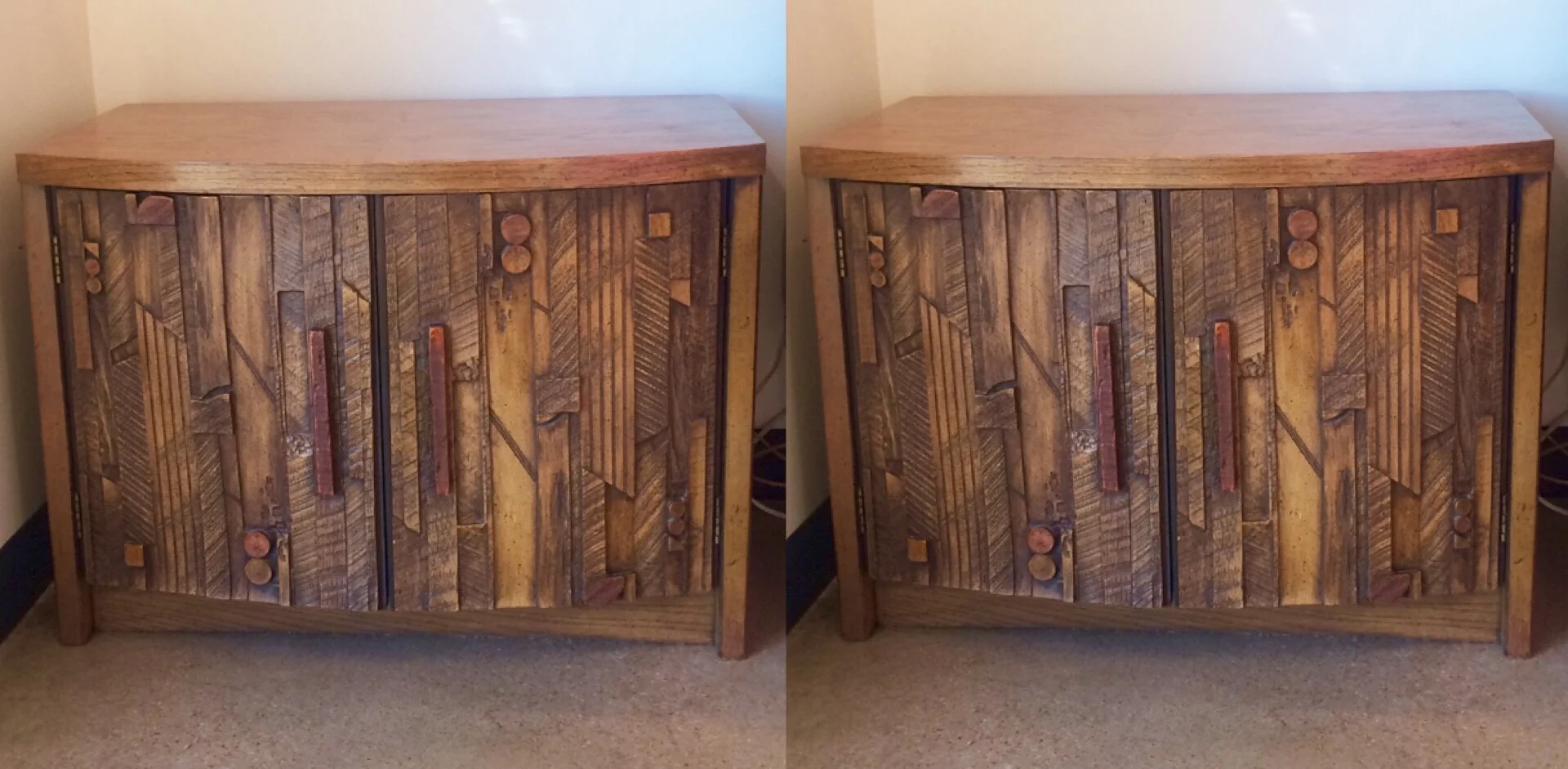 SOLD    Pair Lane Brutalist nightstands