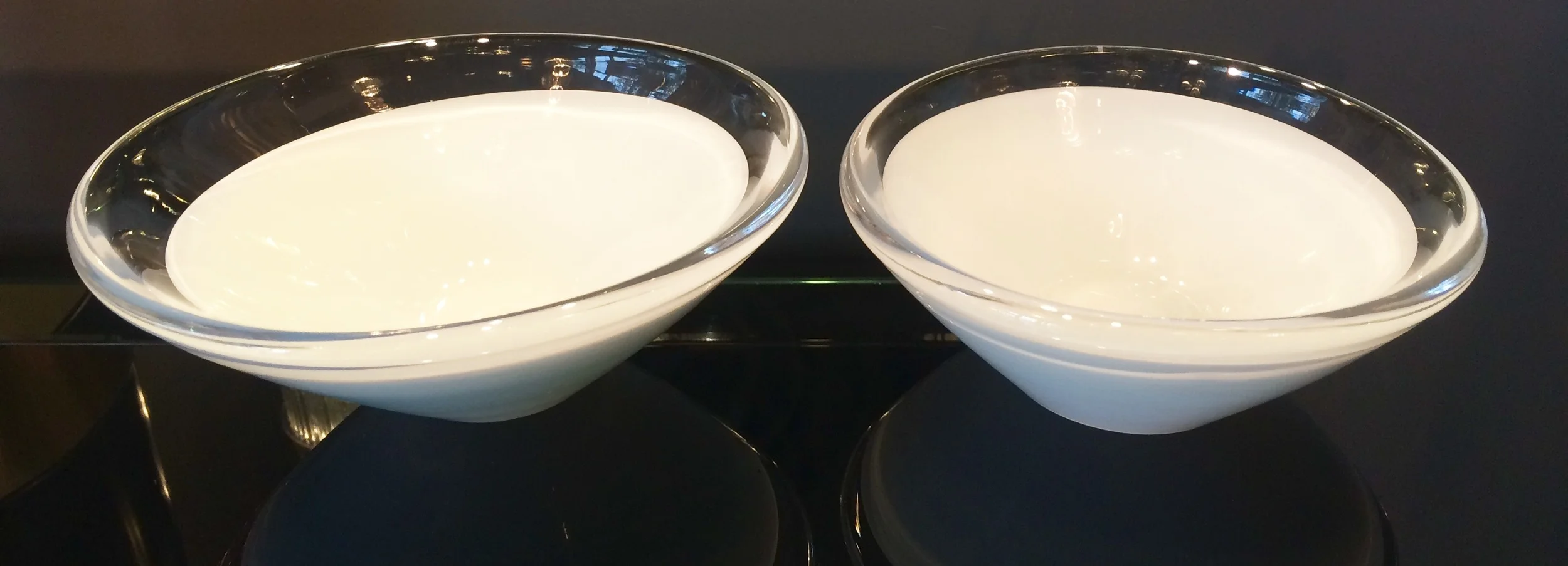 SOLD    Set of 2 White Murano bowls Salviati for Tiffany & Co.