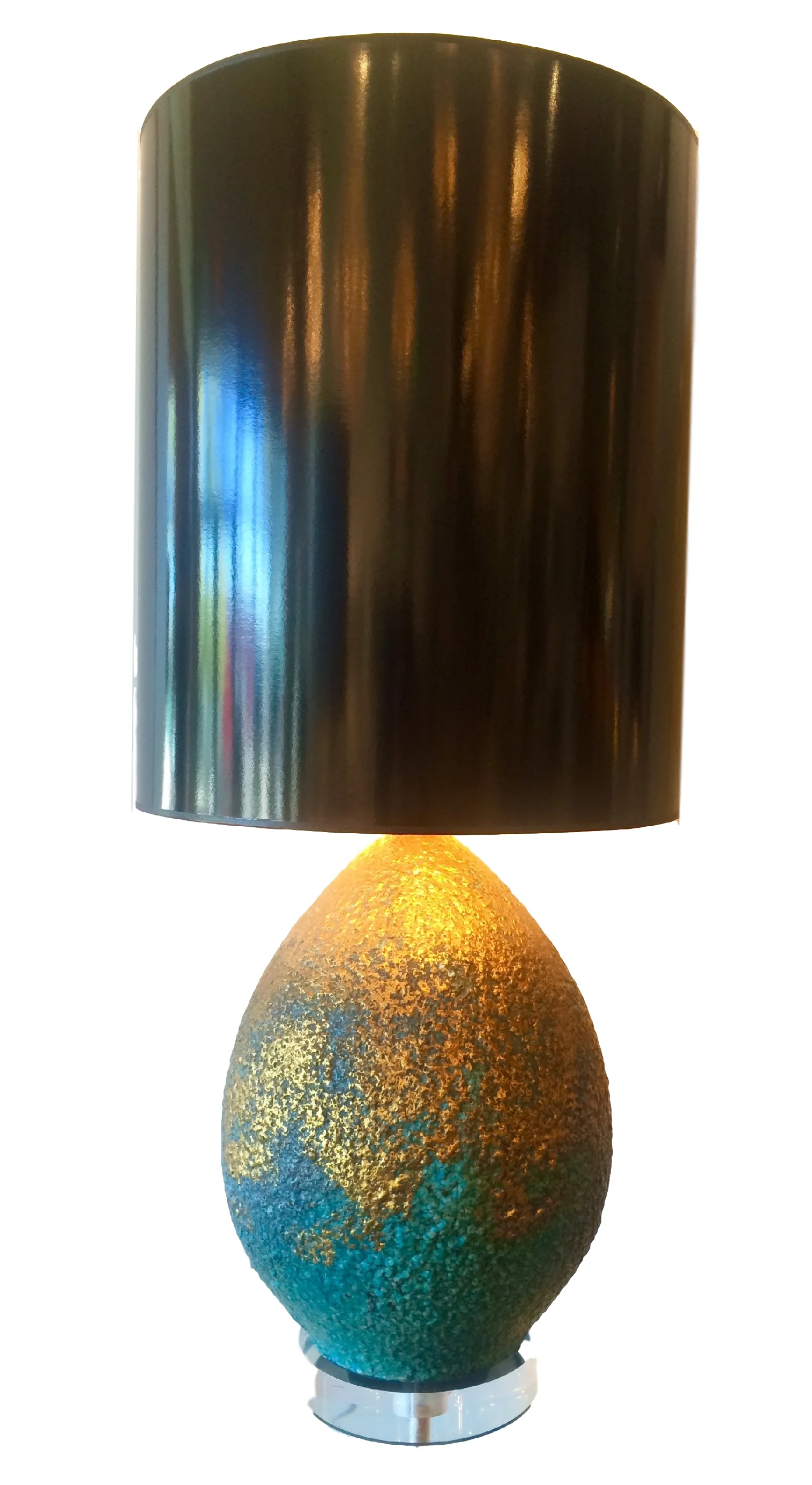 Turquoise and gold Italian pottery lamp