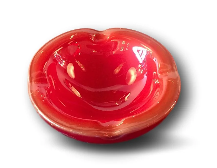 Bright red Opaline Murano bowl