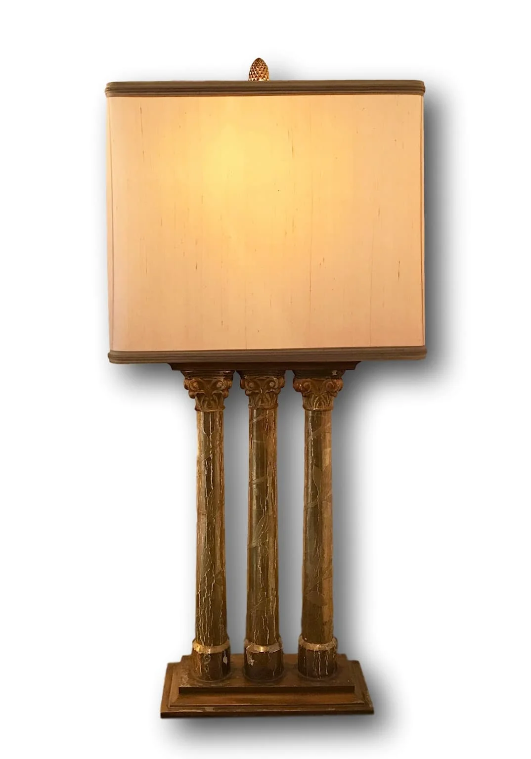 Monumentally scaled Lamp composed of 19th. century giltwood columns