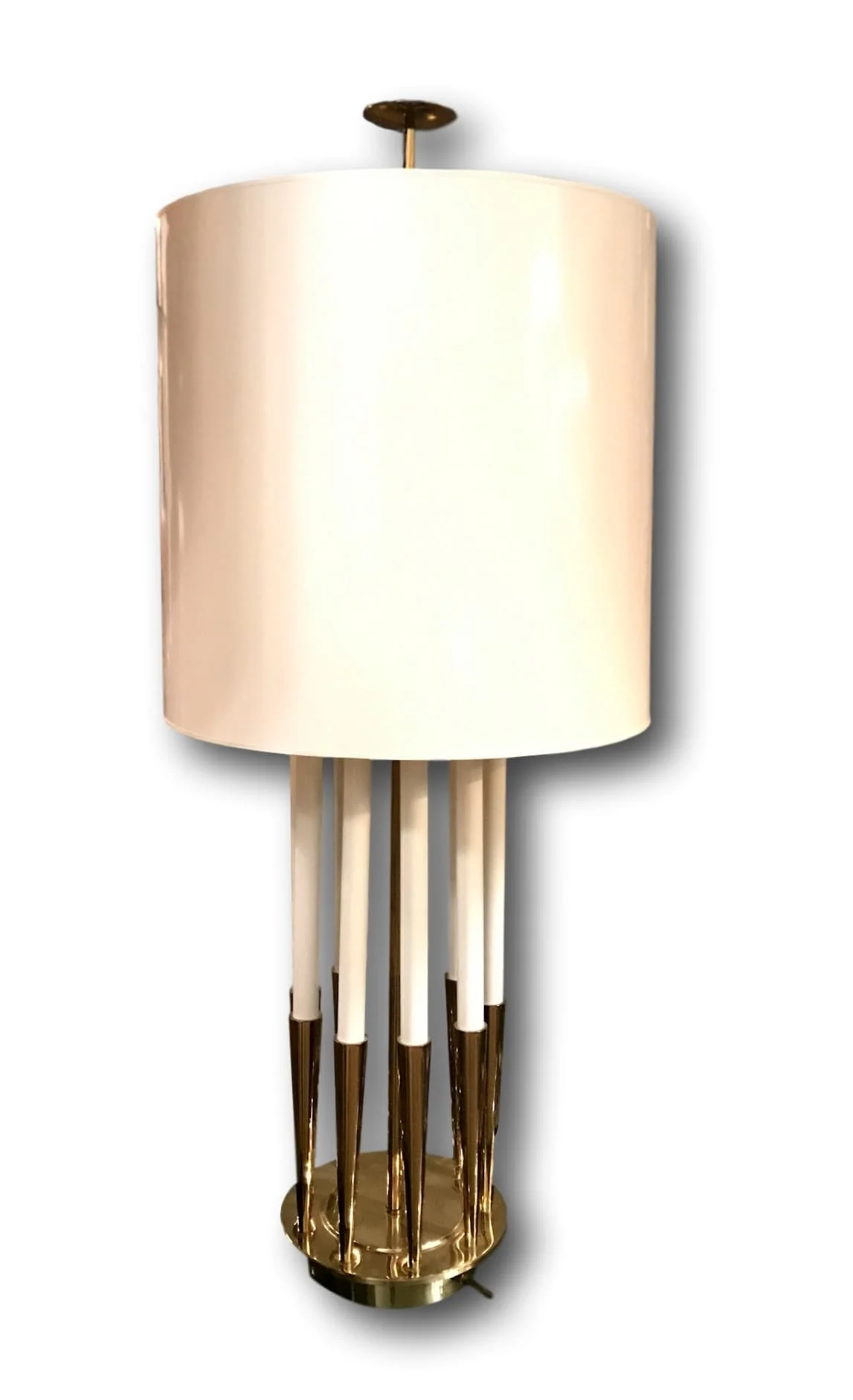 SOLD   Monumentally scaled Tommi Parzinger Brass candelabra lamp