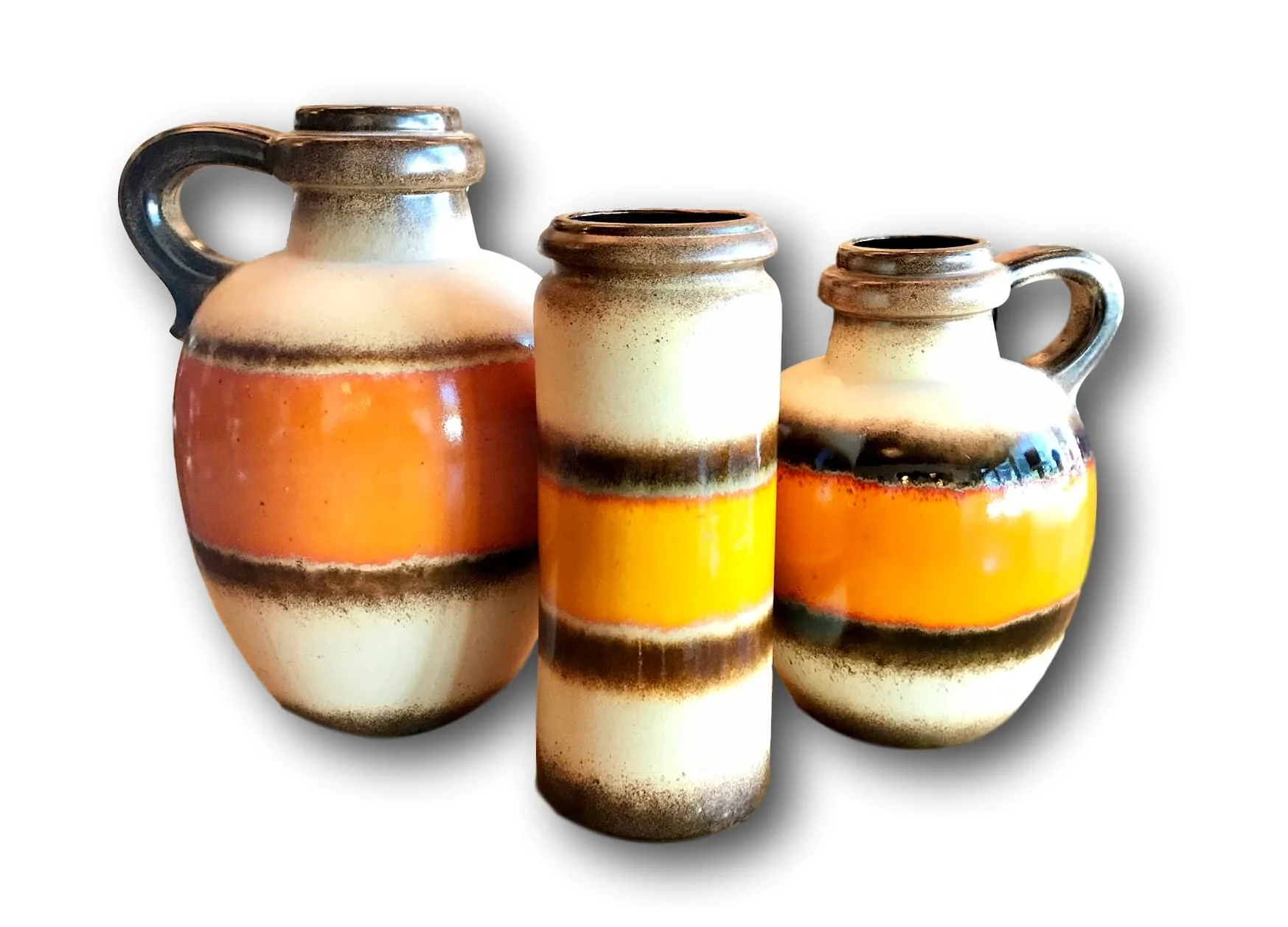 SOLD    Set of 3 1970's  Large West German pottery vases