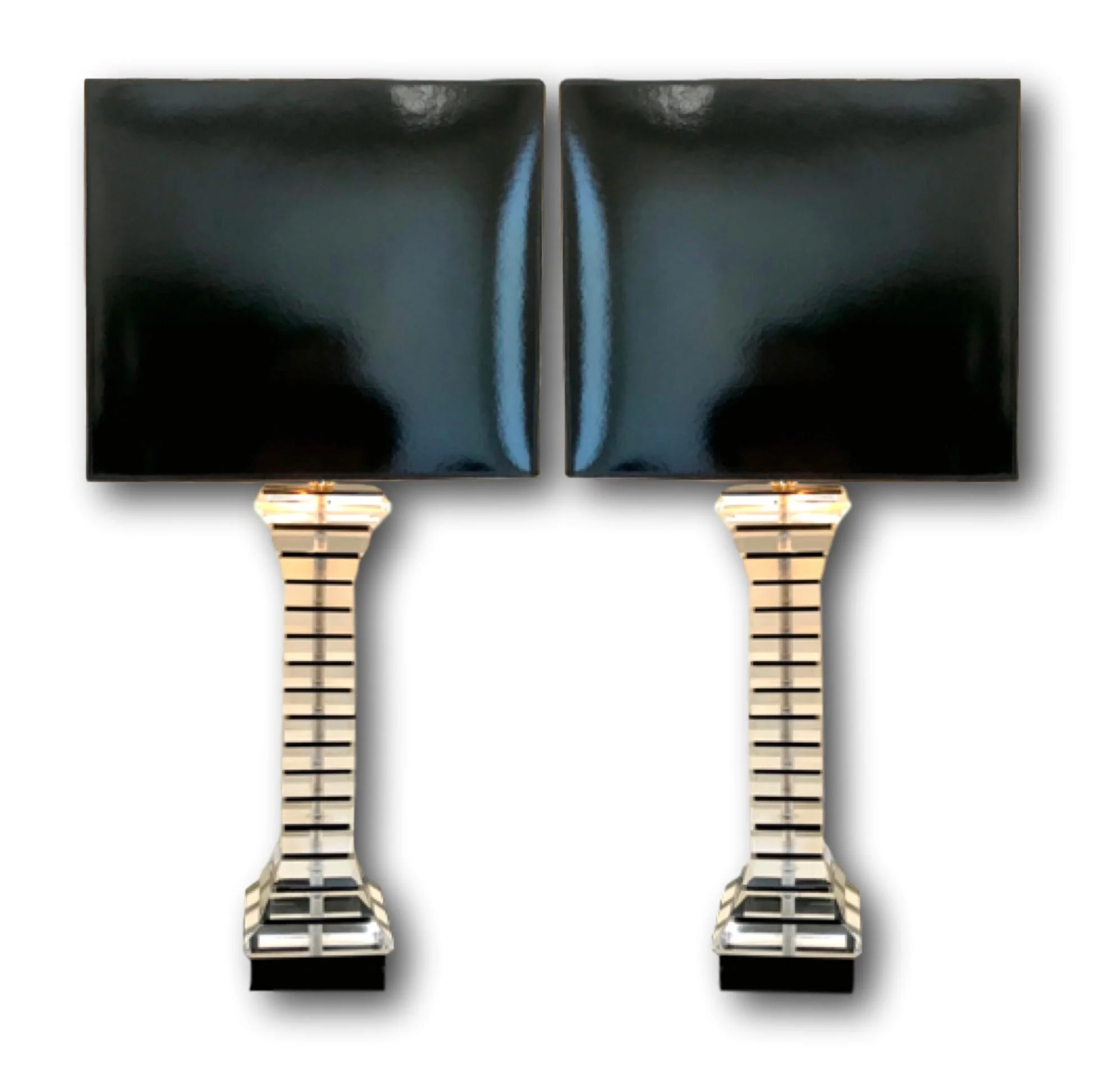 Pair 1970's Lucite lamps