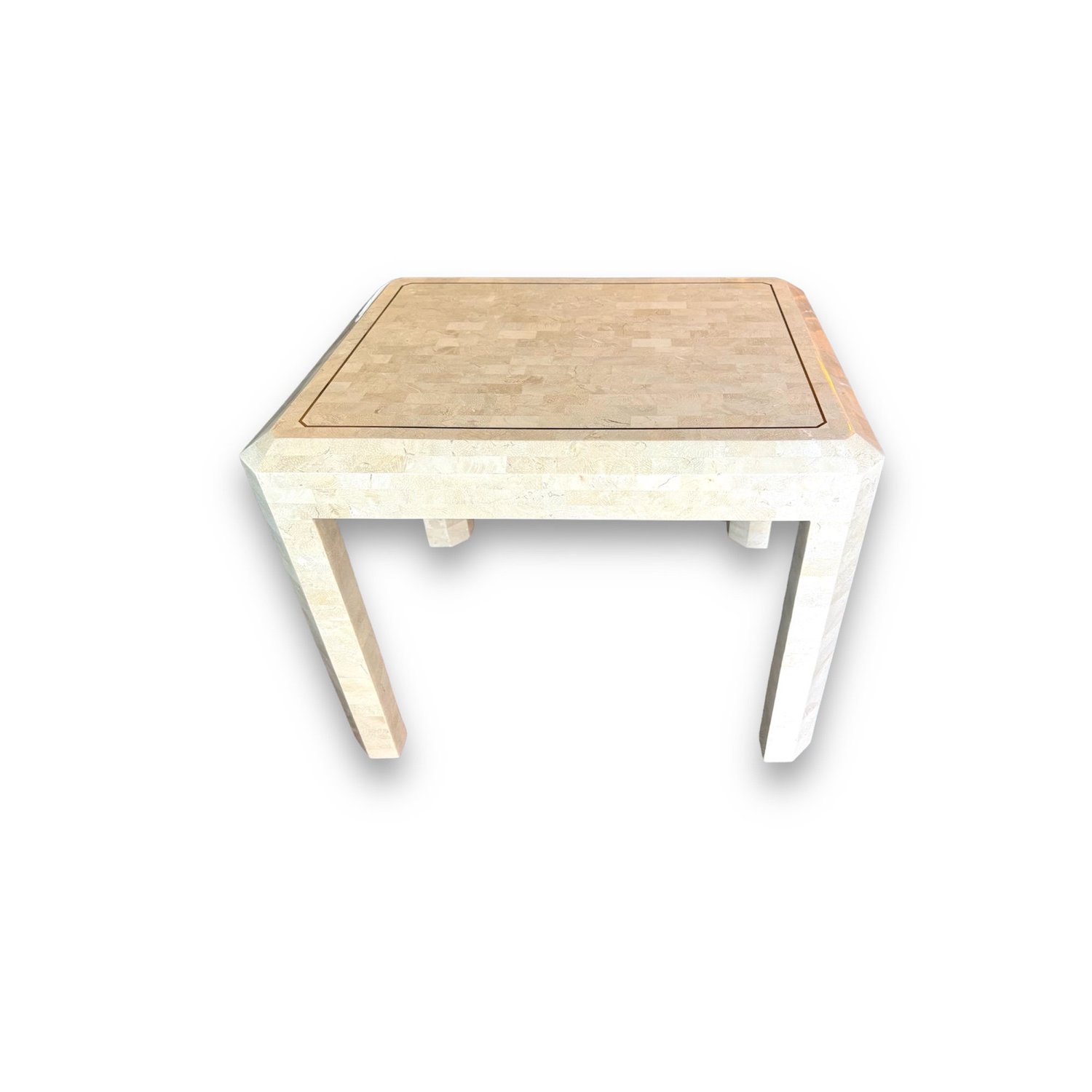 Maitland Smith tessellated stone cigarette table with brass inlay — James  McInroe Inc