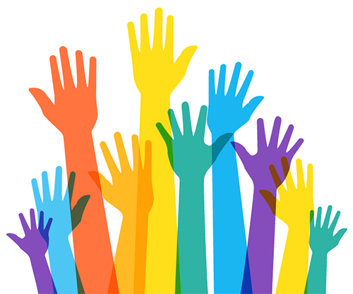 Colorful volunteer hands