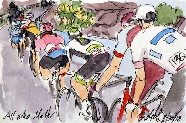A painting by Greig Leach of me climbing Etna