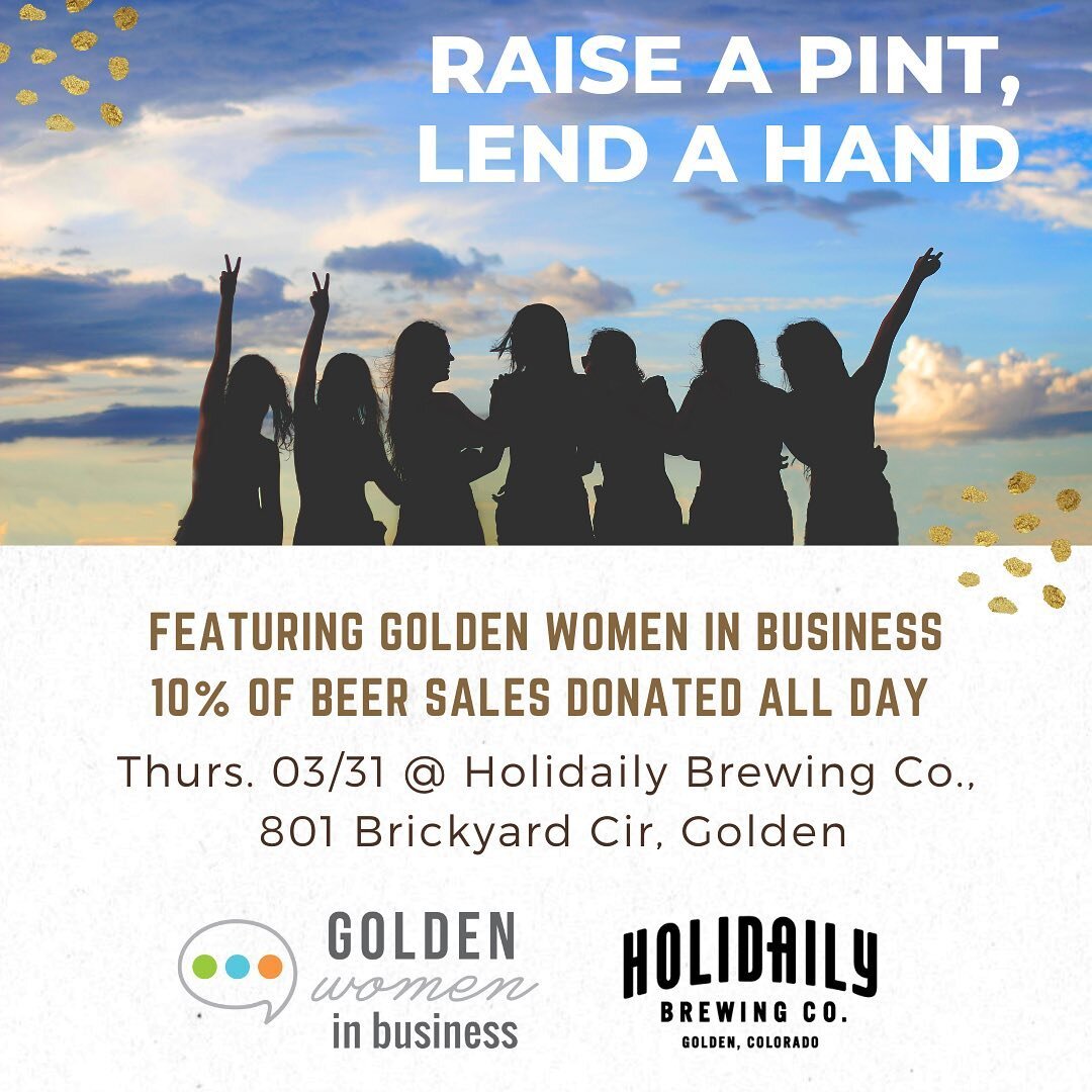 As a proud woman owned business we are supporting our friends @goldenwomeninbusiness tonight @holidailybrew Join us tonight as 10% of proceeds go towards Golden Women in Business. #golden #beer #gwib #womanowned #womanshistorymonth