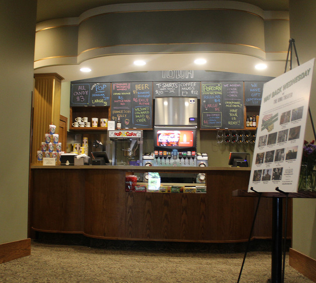 The Iowa's gorgeous concession stand, crafted by Mark Ellwanger of Madison County Cabinetry. Photo courtesy Wayne Davis, 2017.