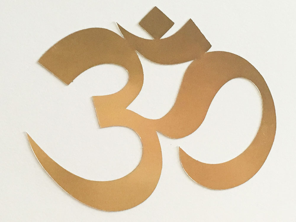 Melissa's gold foil Om card.