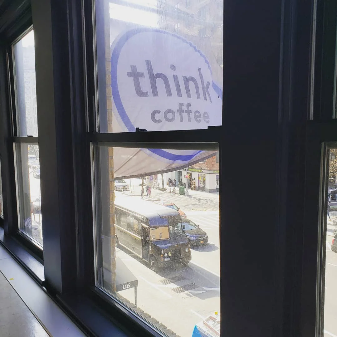 The view from where I was teaching in New York City. Think Coffee was directly below the venue.
