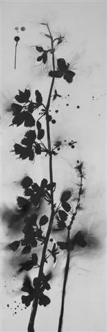   cherry blossom II 
 12&rdquo; x 36&rdquo; ink and charcoal on museum board/FF sale Mary and Tom  