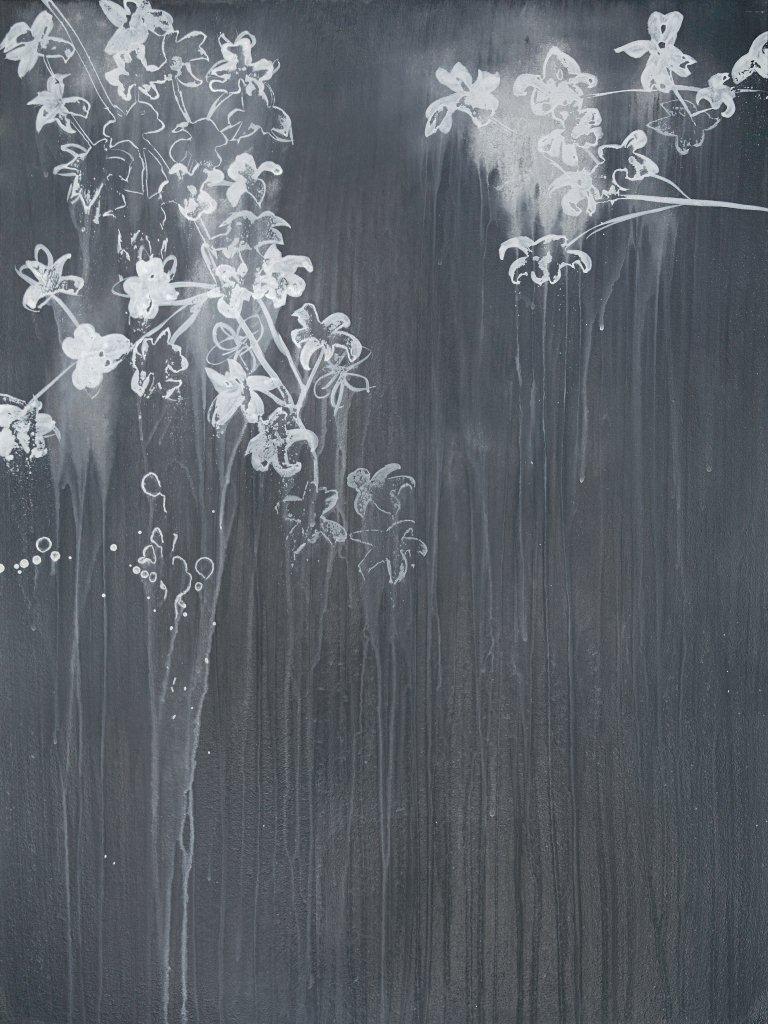   white rain 
 18x24 acrylic on panel framed/Trade Monique Crine  