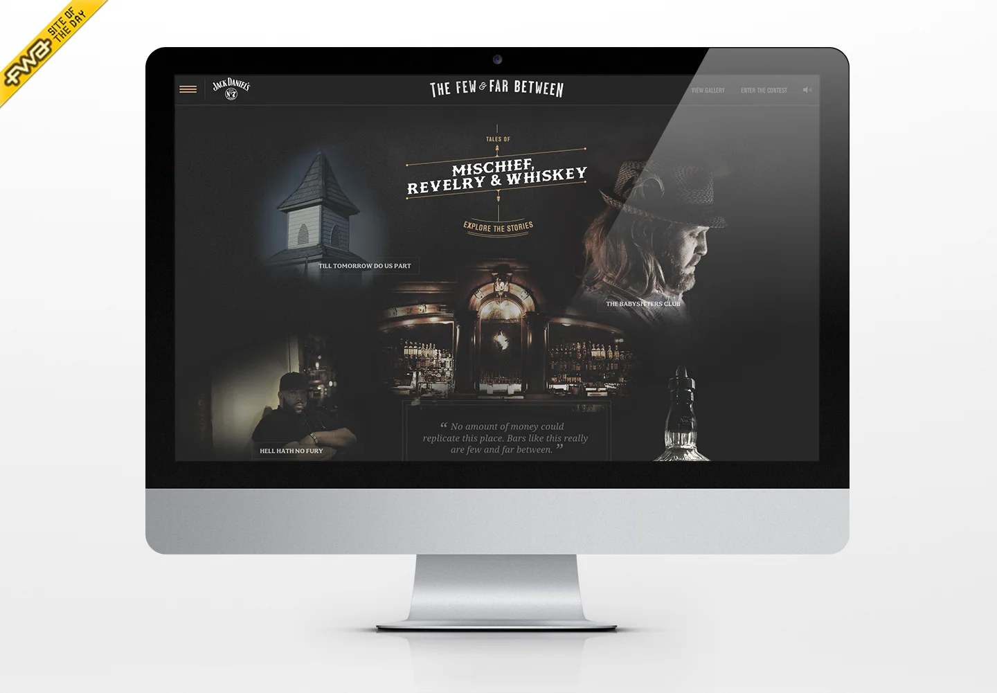The Few & Far Between Homepage — a dynamic, interactive collage. Here the user could roam free, and explore the different stories, which were a combination of video, audio-only and written.