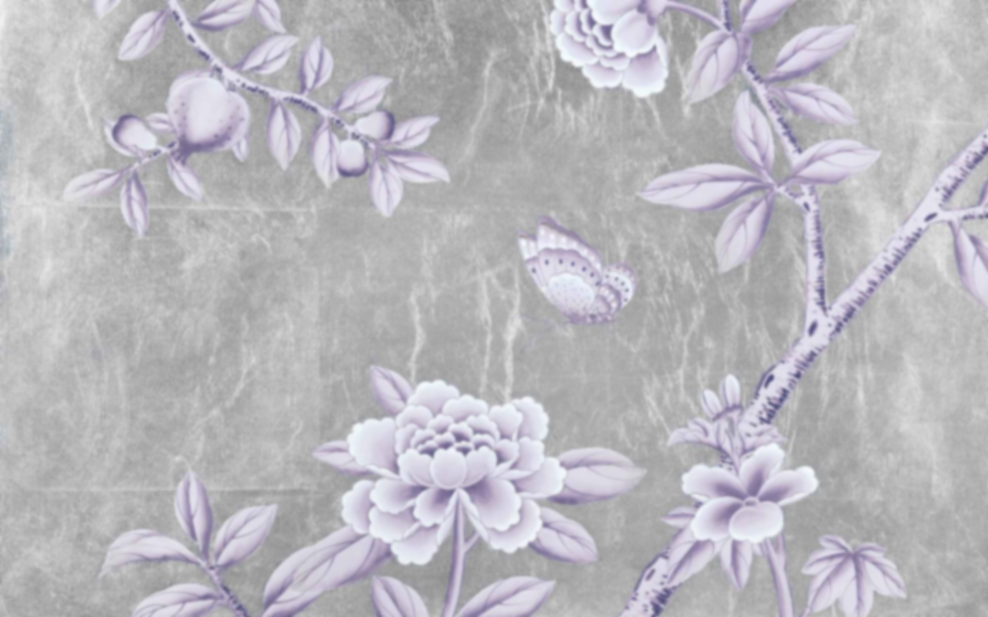 Traditional wallpaper  FERN  Fromental  silk  chinoiserie  handmade