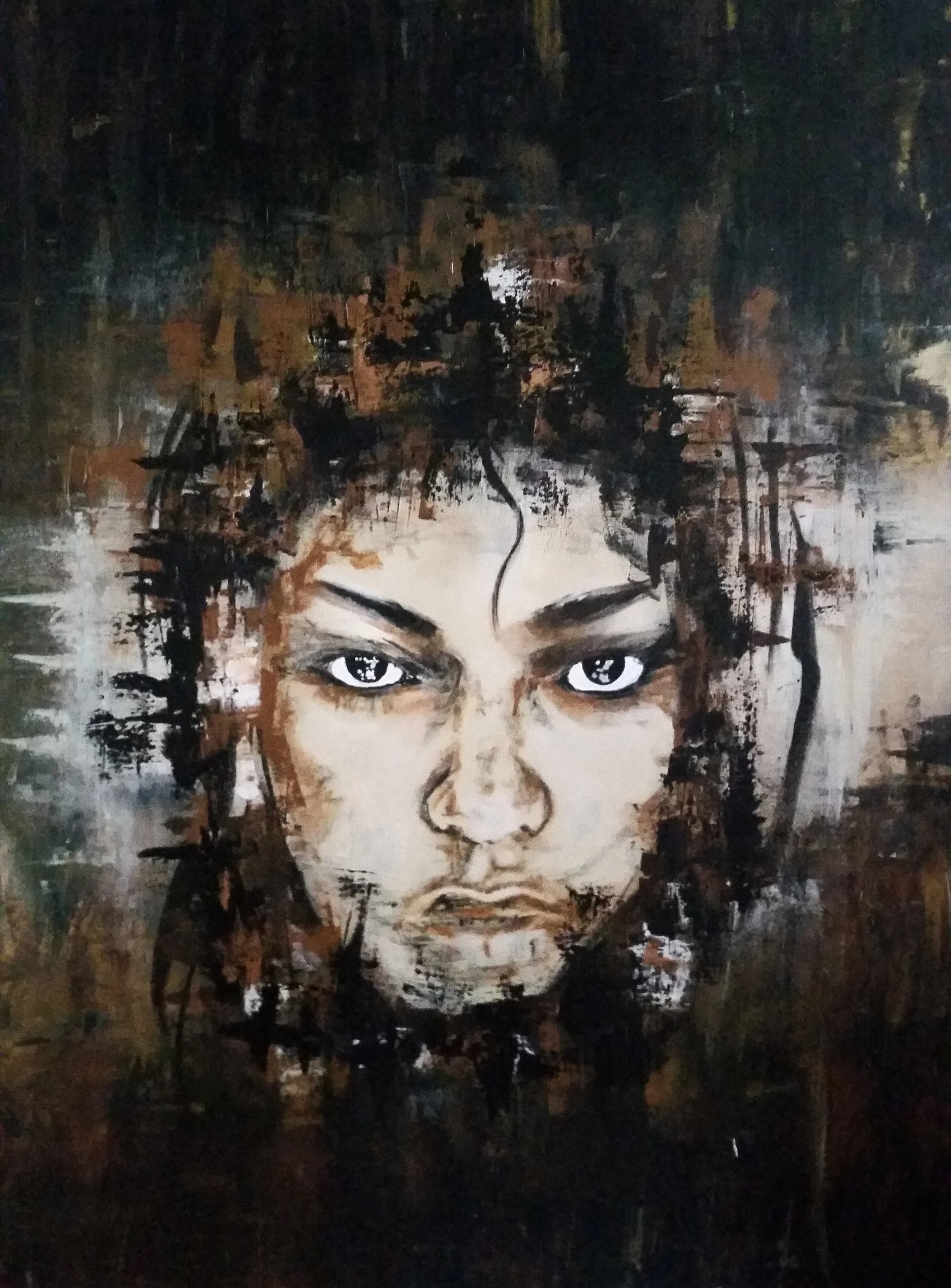 U N R E S T 30" on 40" Mixed Media on Canvas