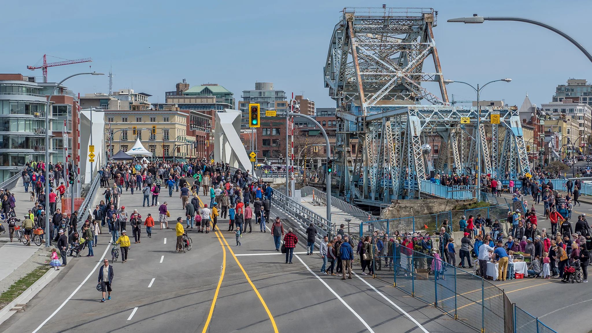 Old and New, Opening of the new Johnson Street bridge.