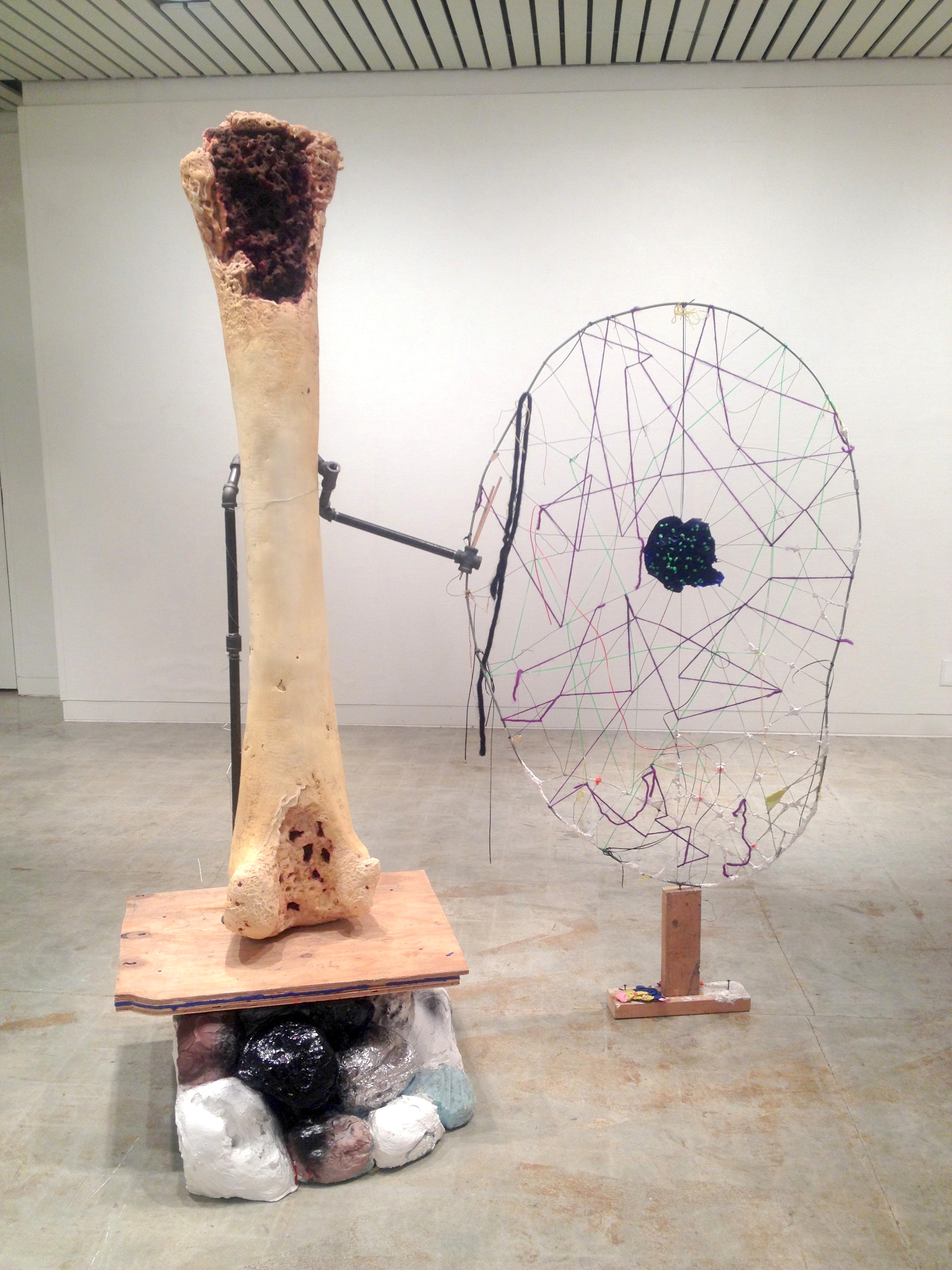 Transmissions of the Threadbare, 1997-2012. 80.5" x 57.5" x 33" Hydrocal, foam, beeswax, steel, wood, clay, plaster, wire, acrylic, rocks, paint, plastic lace, papier-maché.
