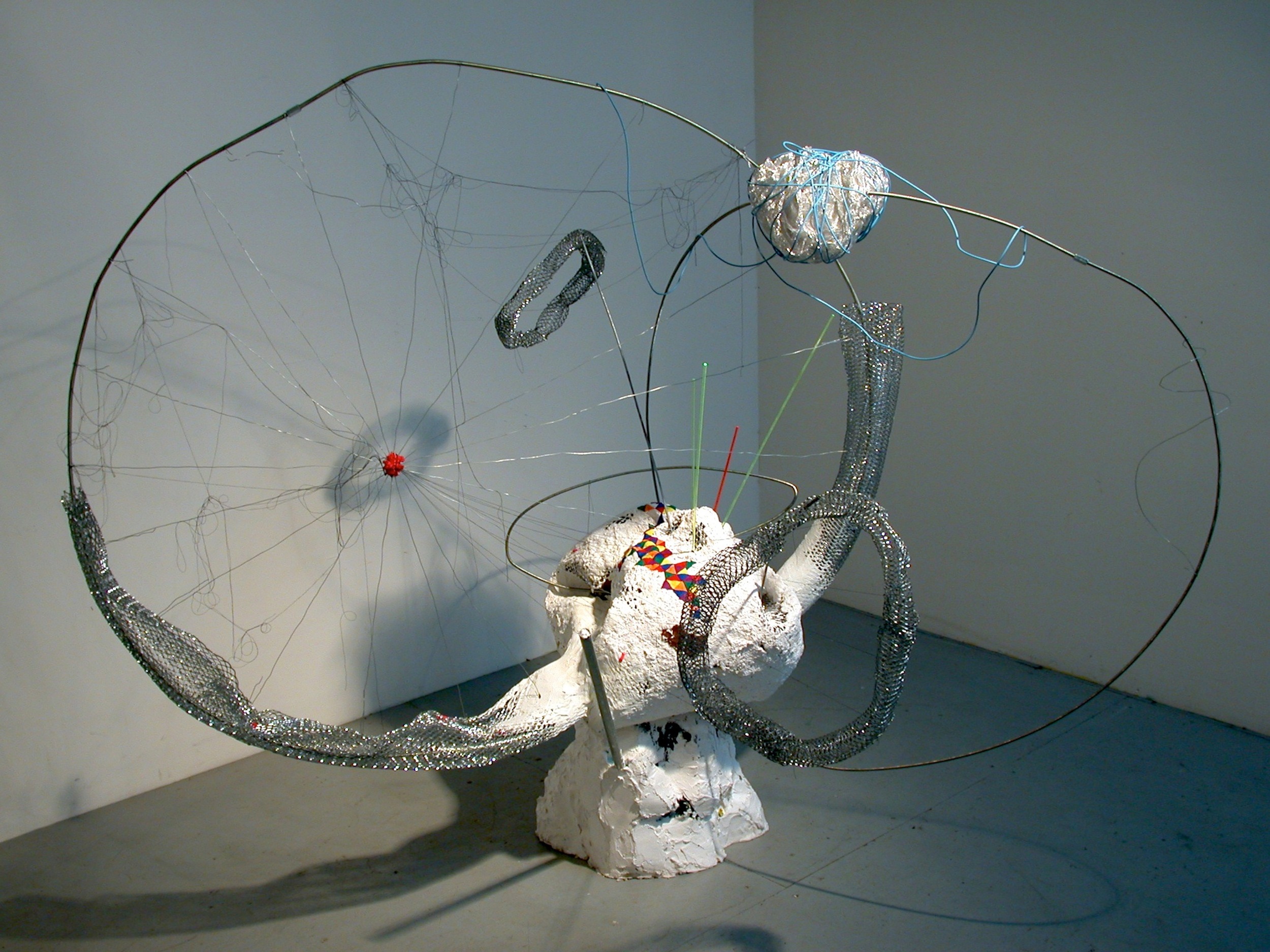 Synapse, 2011. 59" x 70" x 64" Metal, plaster, foam, papier-maché, plastic rods, wire, pebbles, modeling clay.