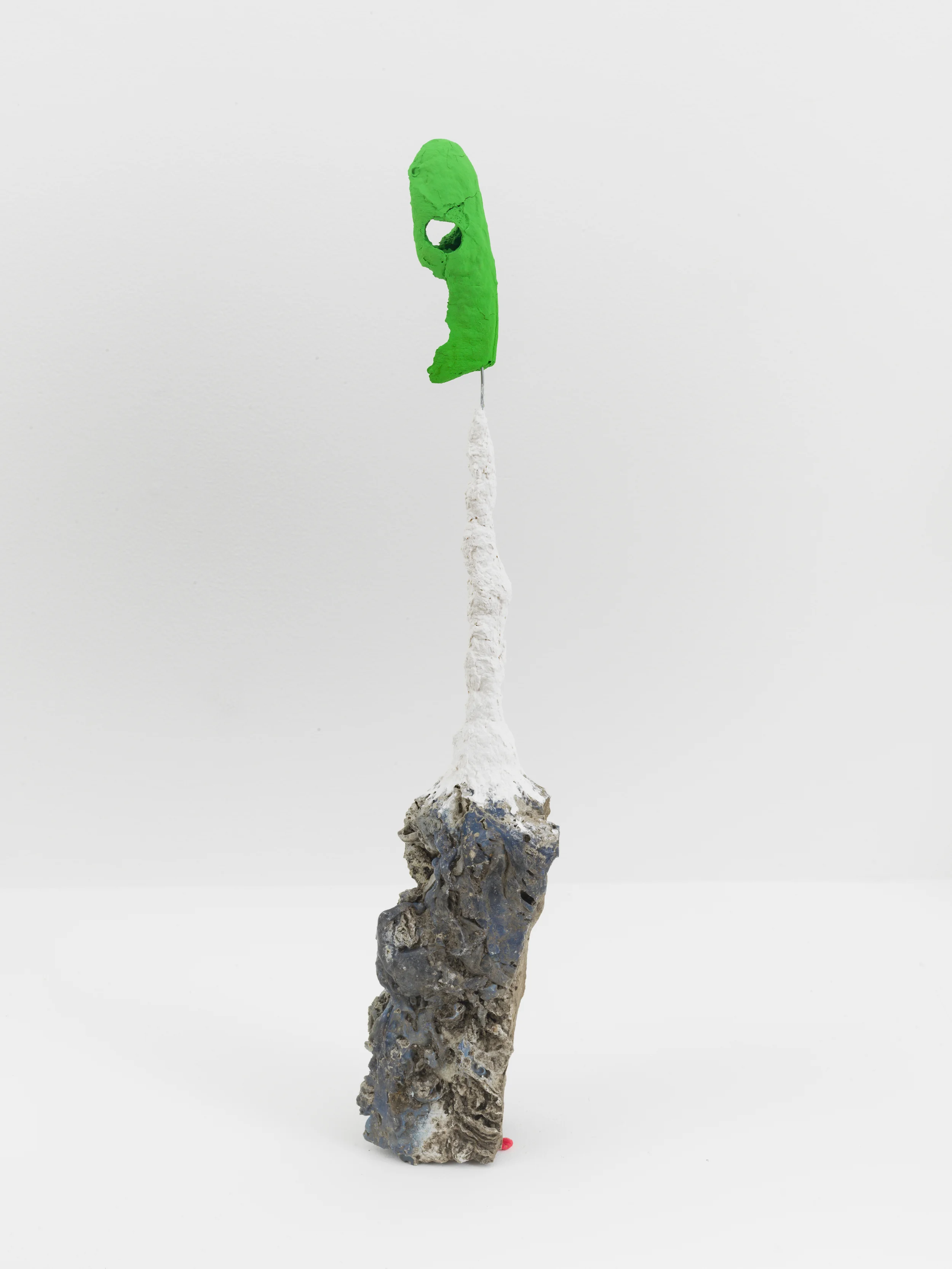 Driftloaf (Green Long-Neck on Slag), 2015
. Slag, papier-mâché, wire, bread, paint, painted pebbles. 22.5 x 4 x 3 inches