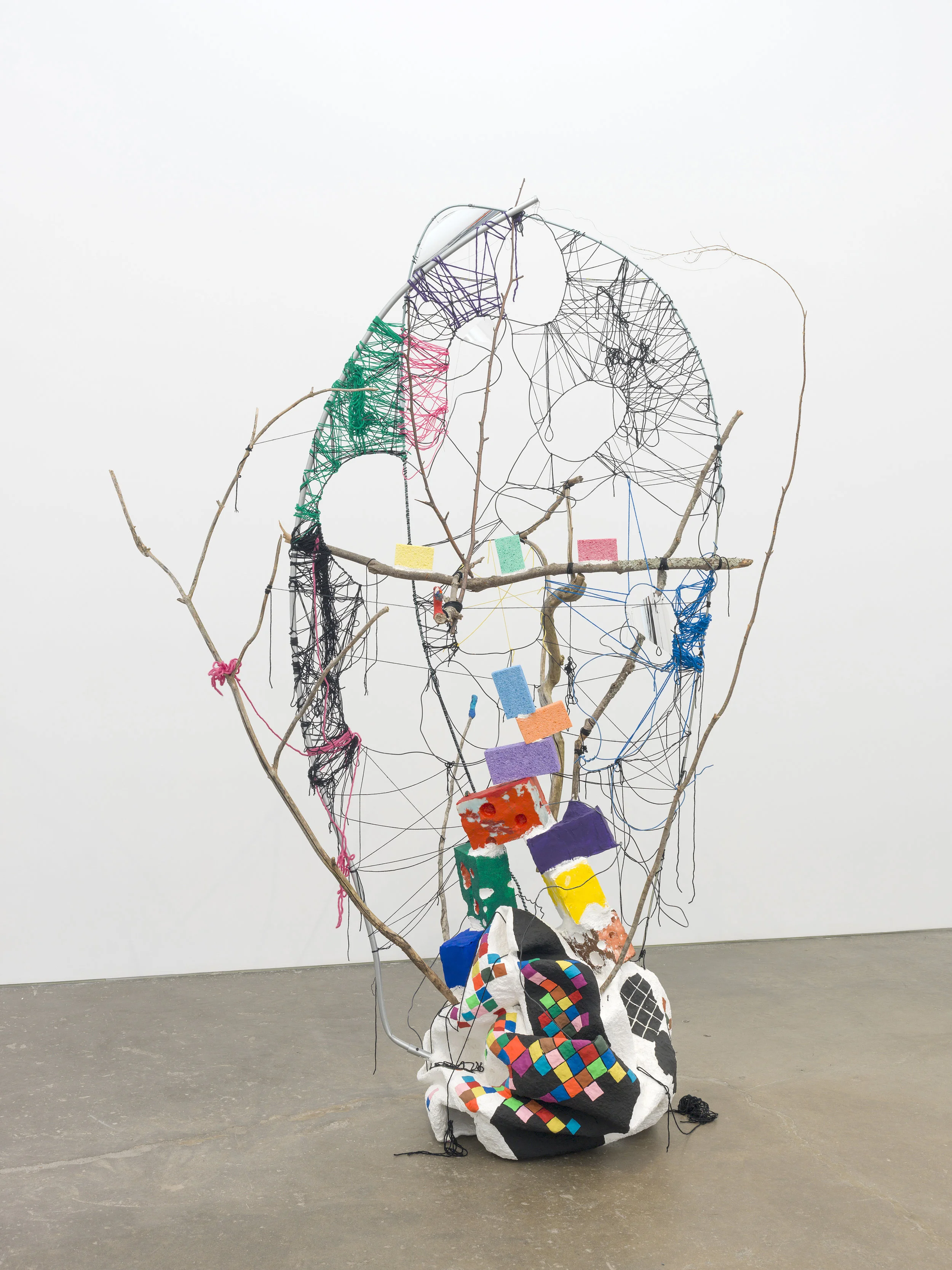 Clown Clutter, 2017 104 x 80 x 80 inches, Paper-mache, metal, plasticine, yarn, sticks, thread, mylar, sponges, foam, plaster, paint, rock