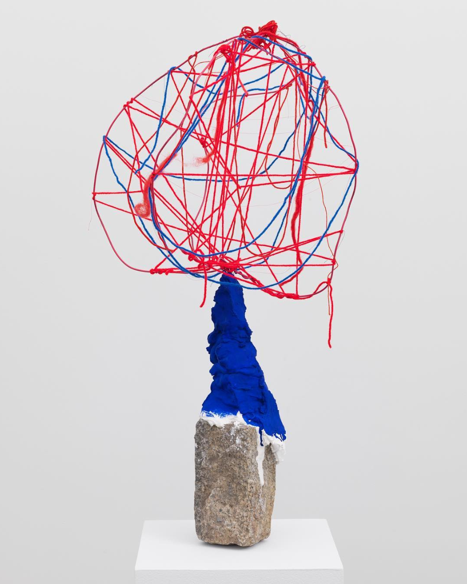 November, 2016, 36 x 15 x 16 inches, Plaster, yarn, plastic-coated wire, cobblestone, paint