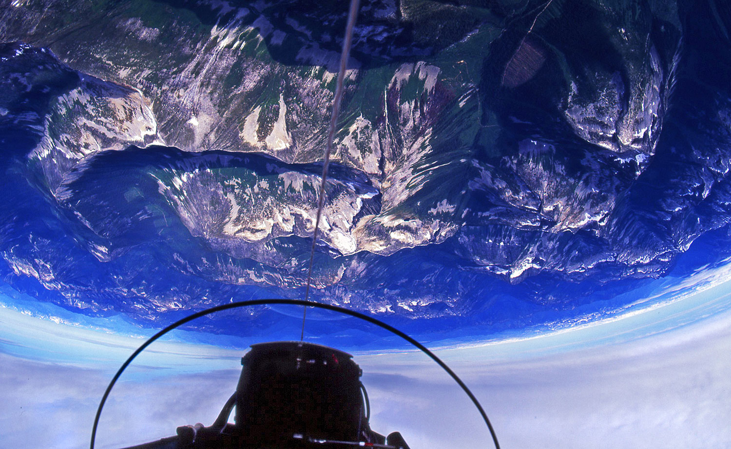 Inverted flight over the Rockies in a Lockheed T-33 jet fighter