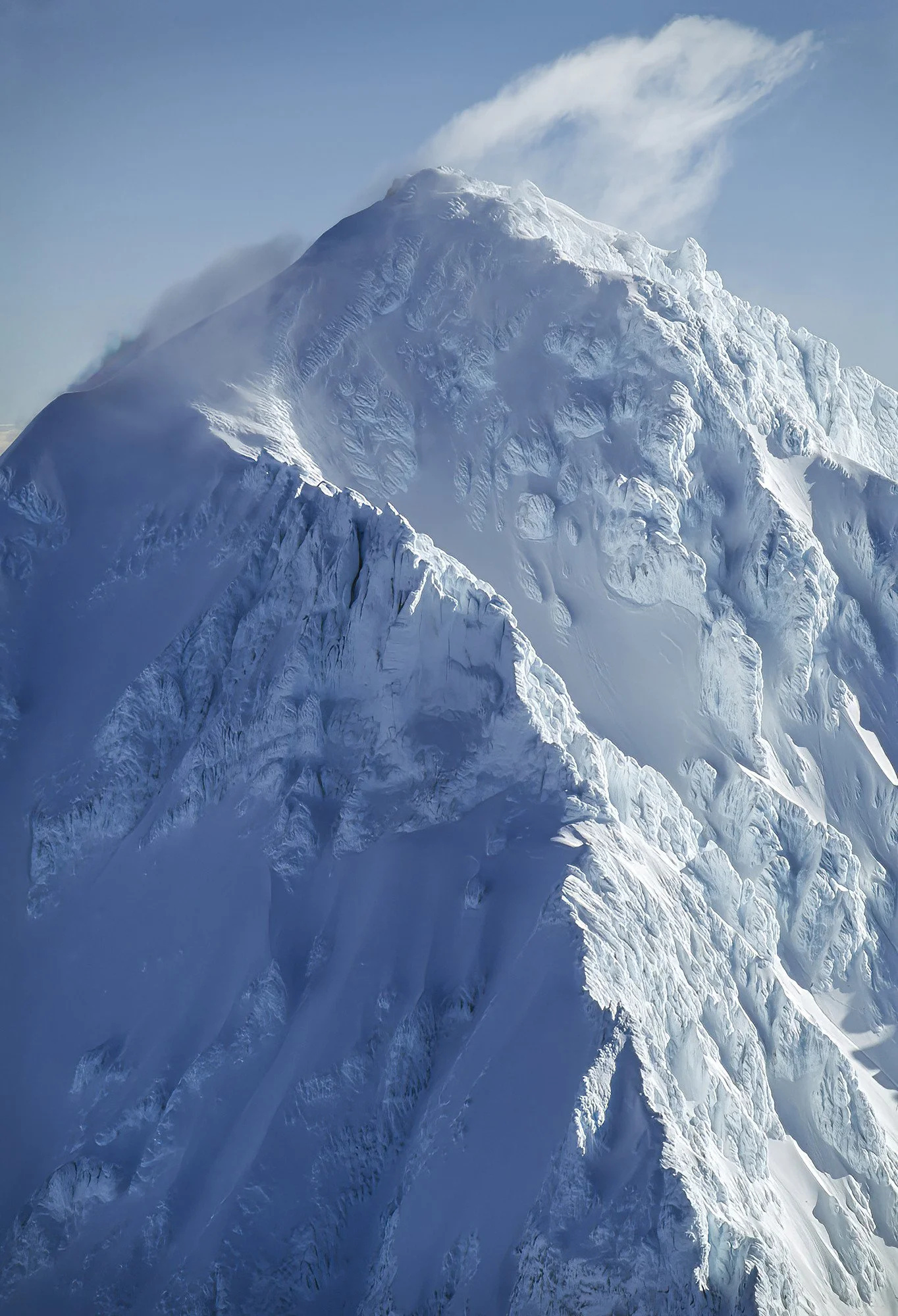 An aerial photo of a windy day on Mt. Hood, Oregon, USA
